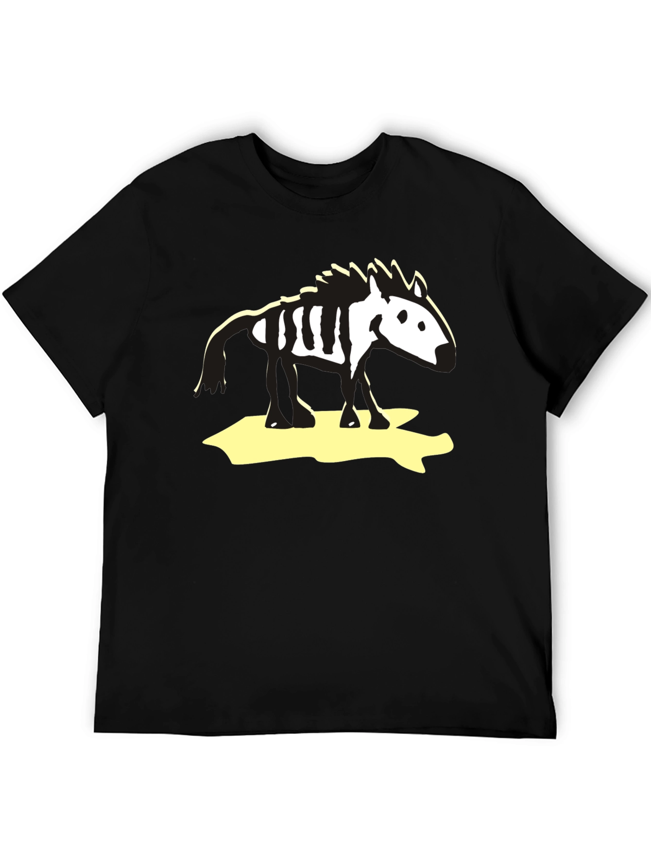 Zebra Skeleton Graphic Tee - Black Cotton T-Shirt