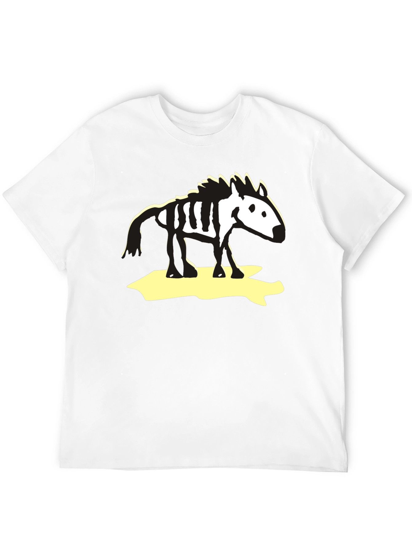 Zebra Skeleton Graphic Tee - Black Cotton T-Shirt