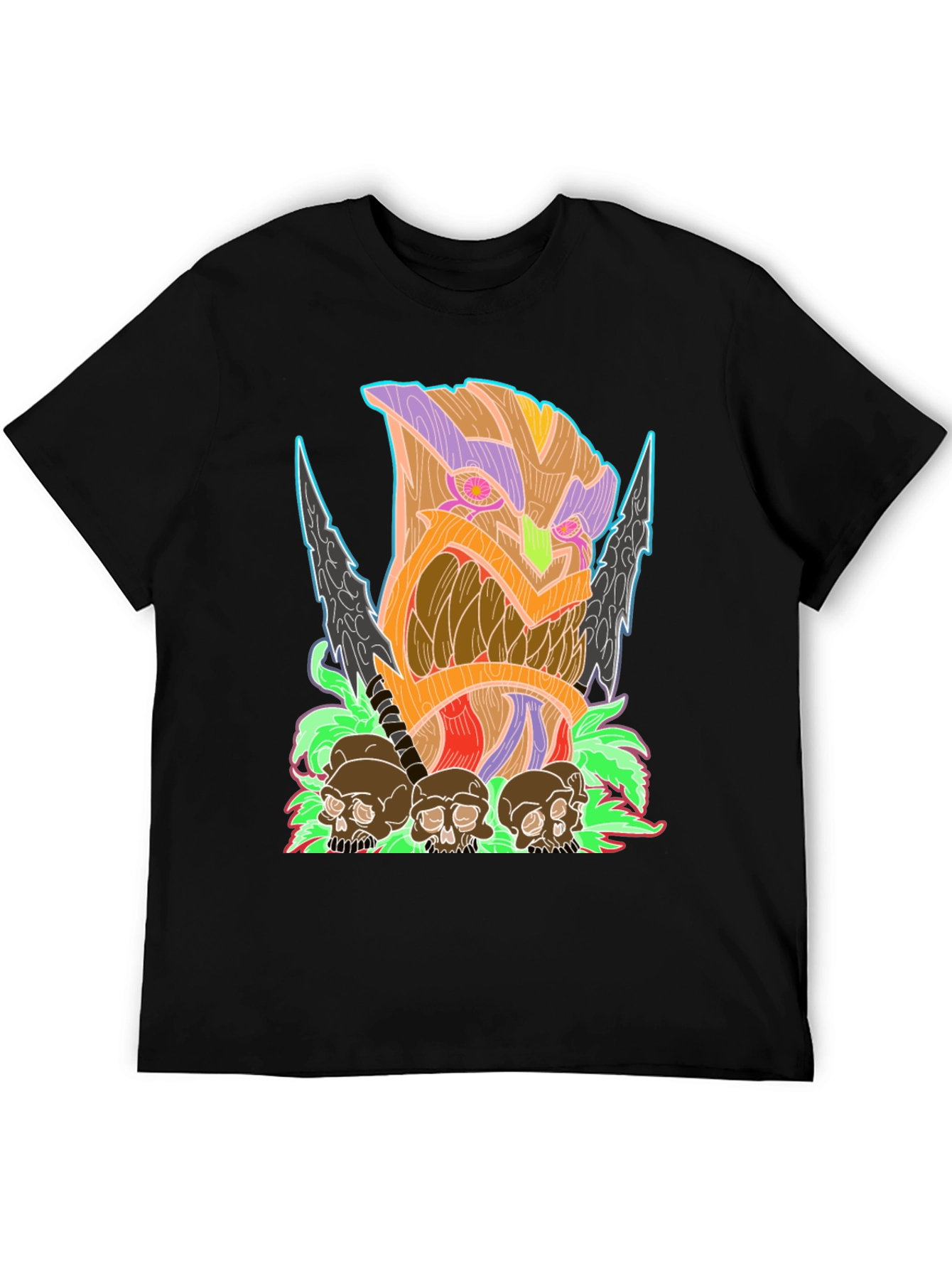 Tiki Skull Graphic Tee - Black