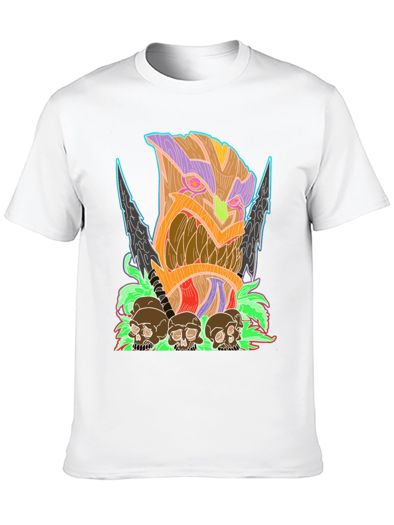 Tiki Skull Graphic Tee - Black