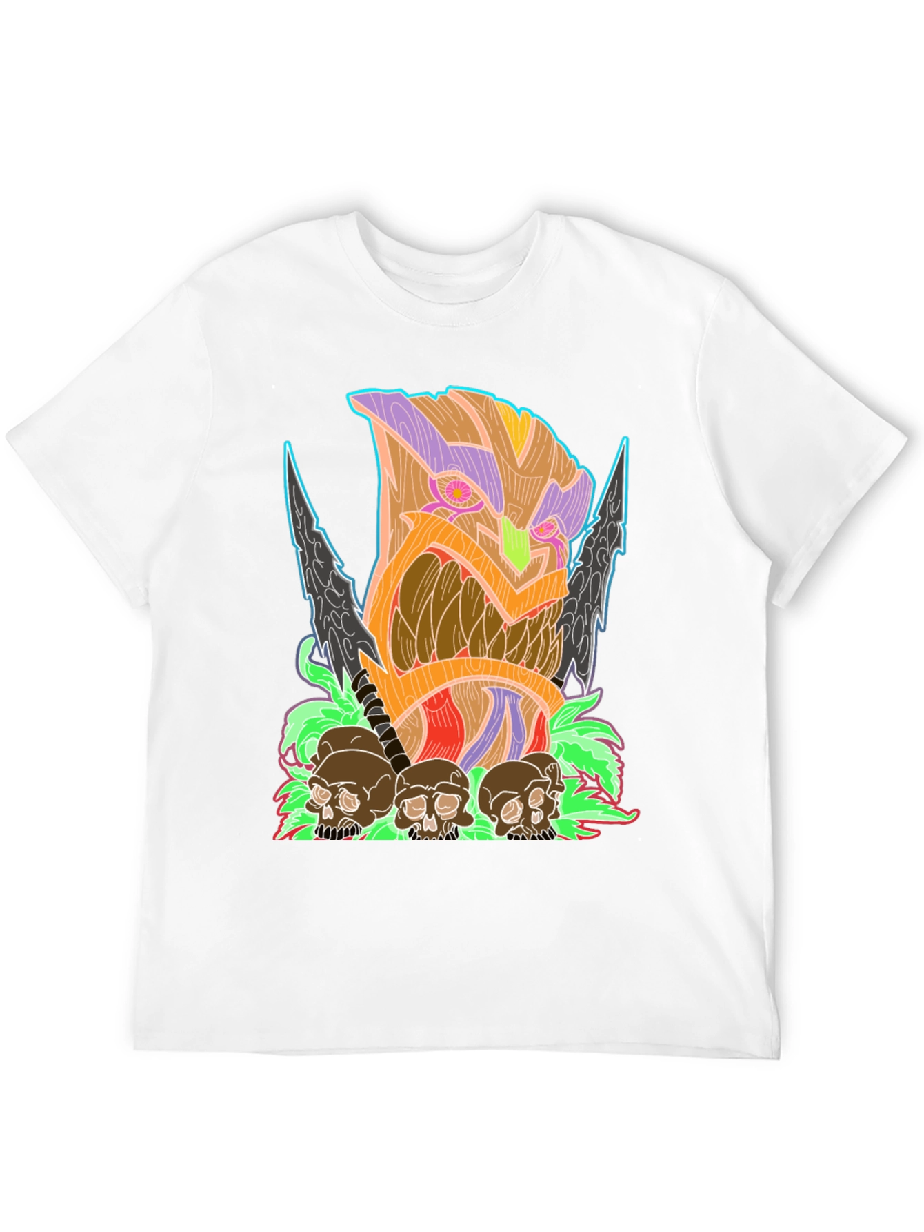 Tiki Skull Graphic Tee - Black