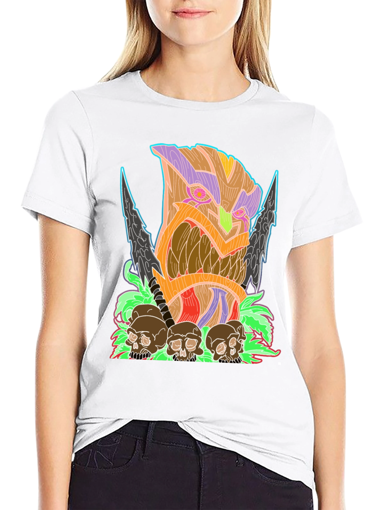 Tiki Skull Graphic Tee - Black