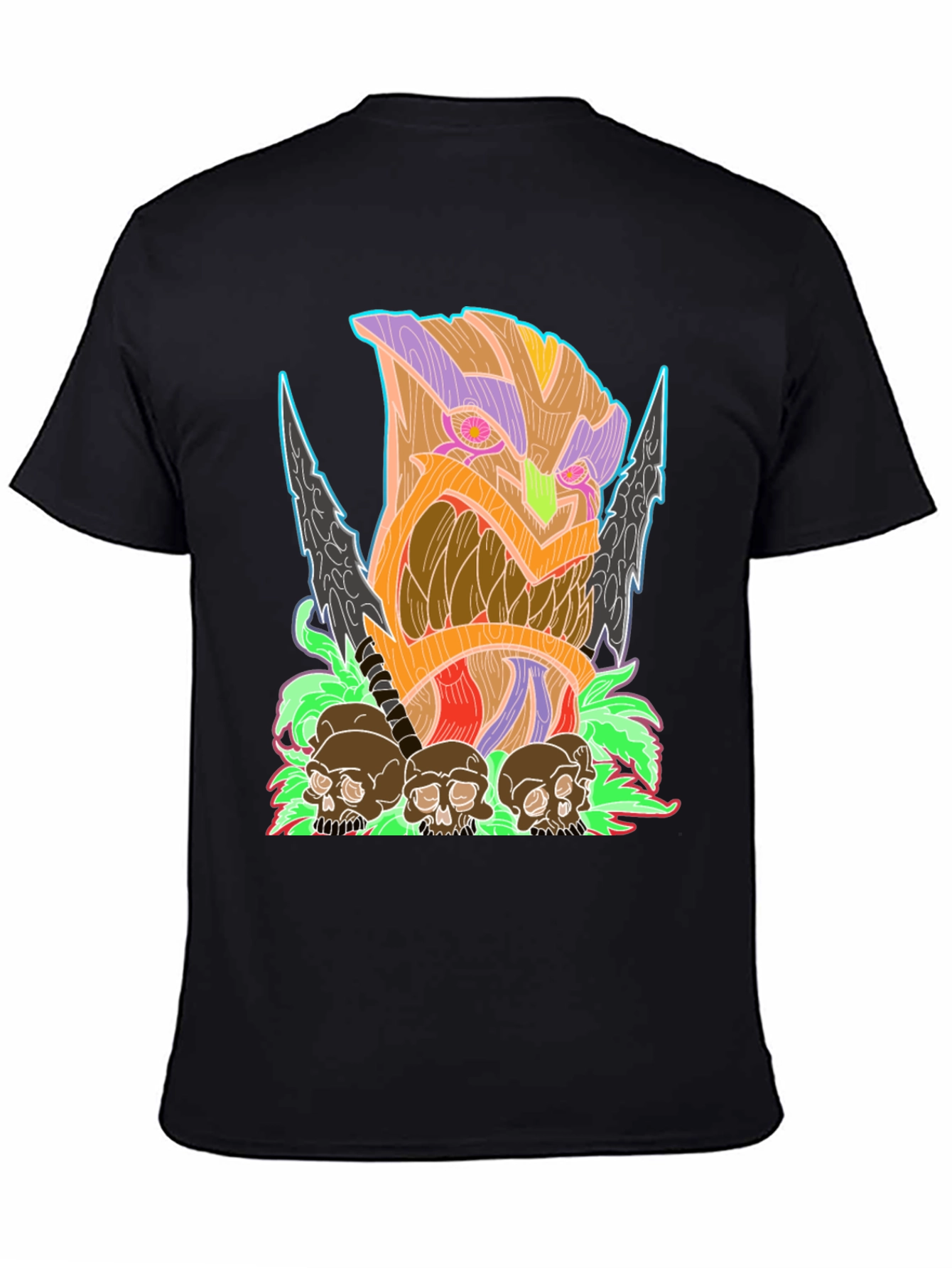 Tiki Skull Graphic Tee - Black