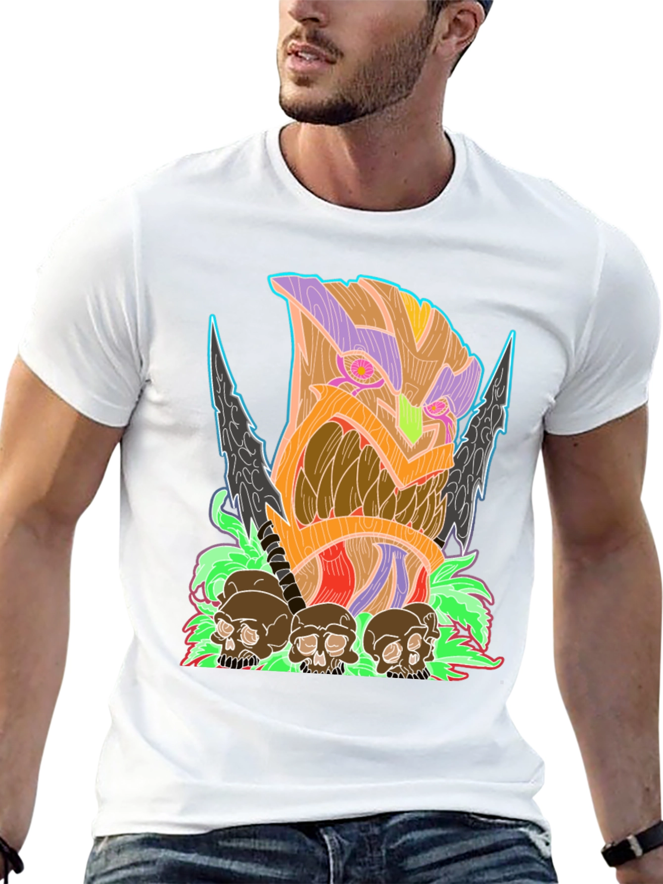 Tiki Skull Graphic Tee - Black
