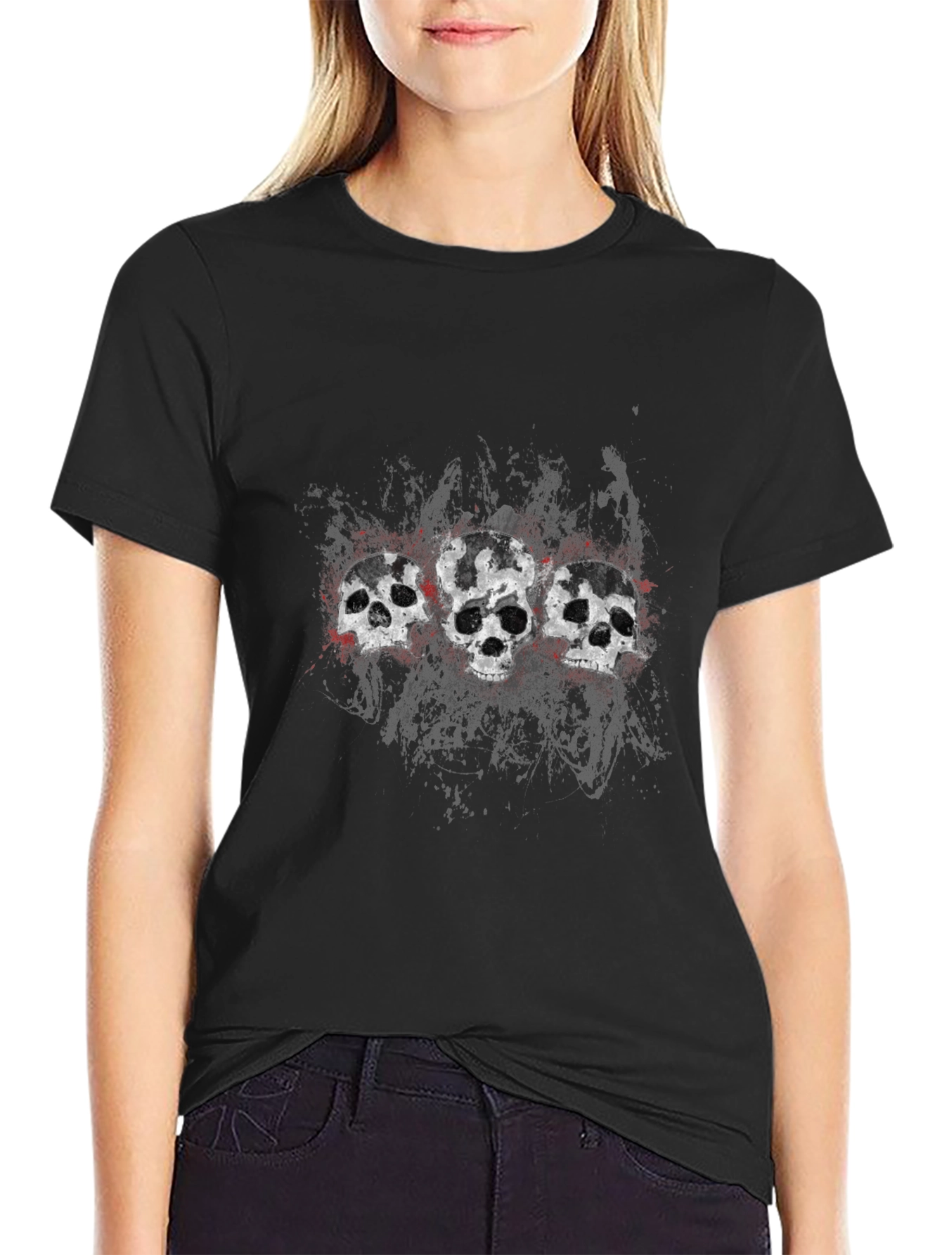 Skull Trio Graphic Tee - Mens Black T-Shirt