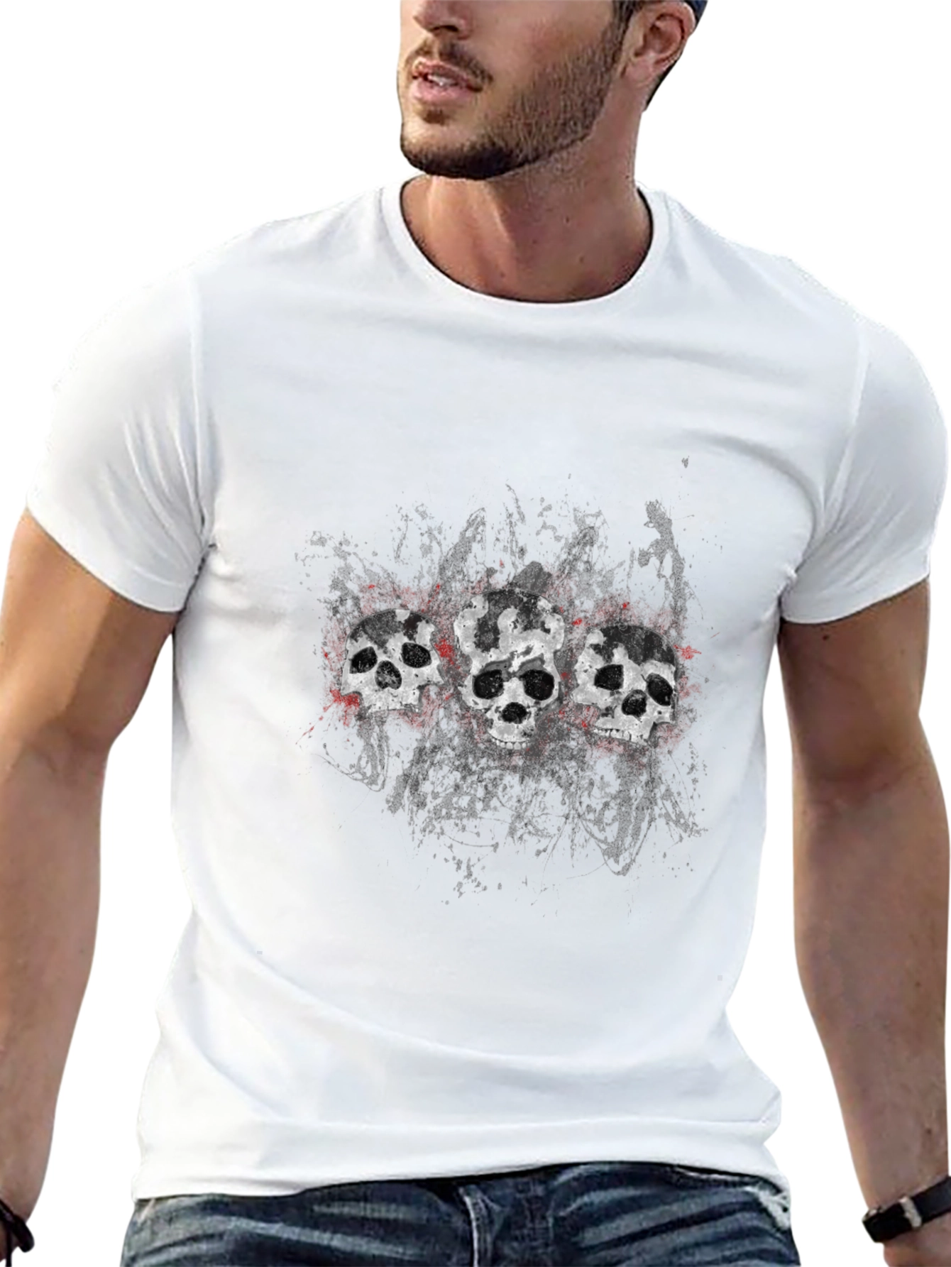 Skull Trio Graphic Tee - Mens Black T-Shirt