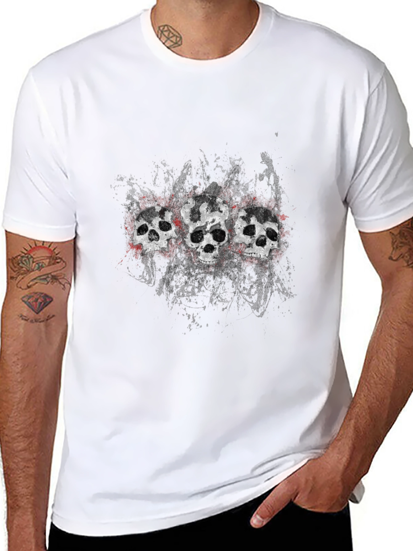 Skull Trio Graphic Tee - Mens Black T-Shirt