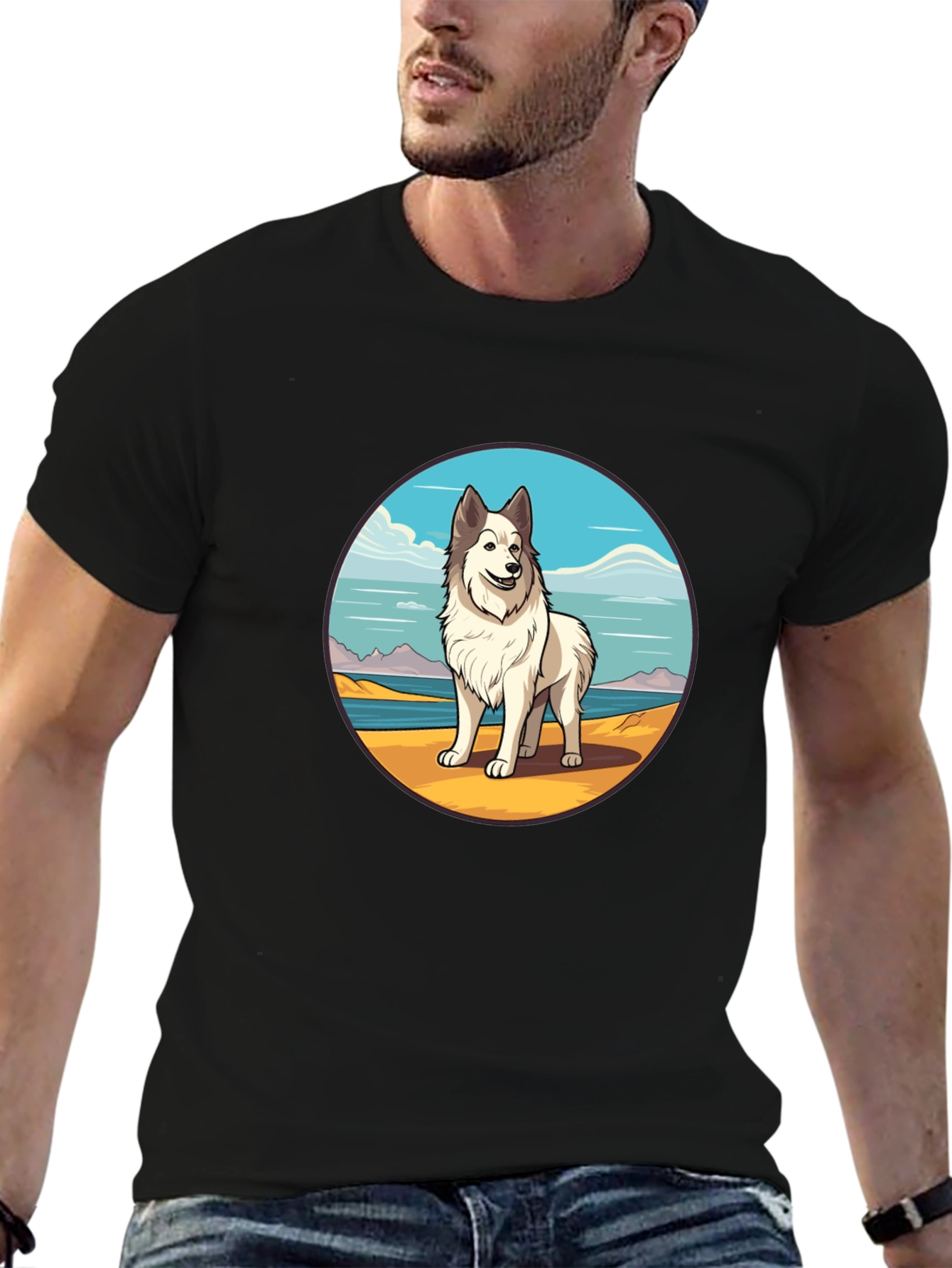 Dog Breed T-Shirt - Beach Scene Graphic Tee