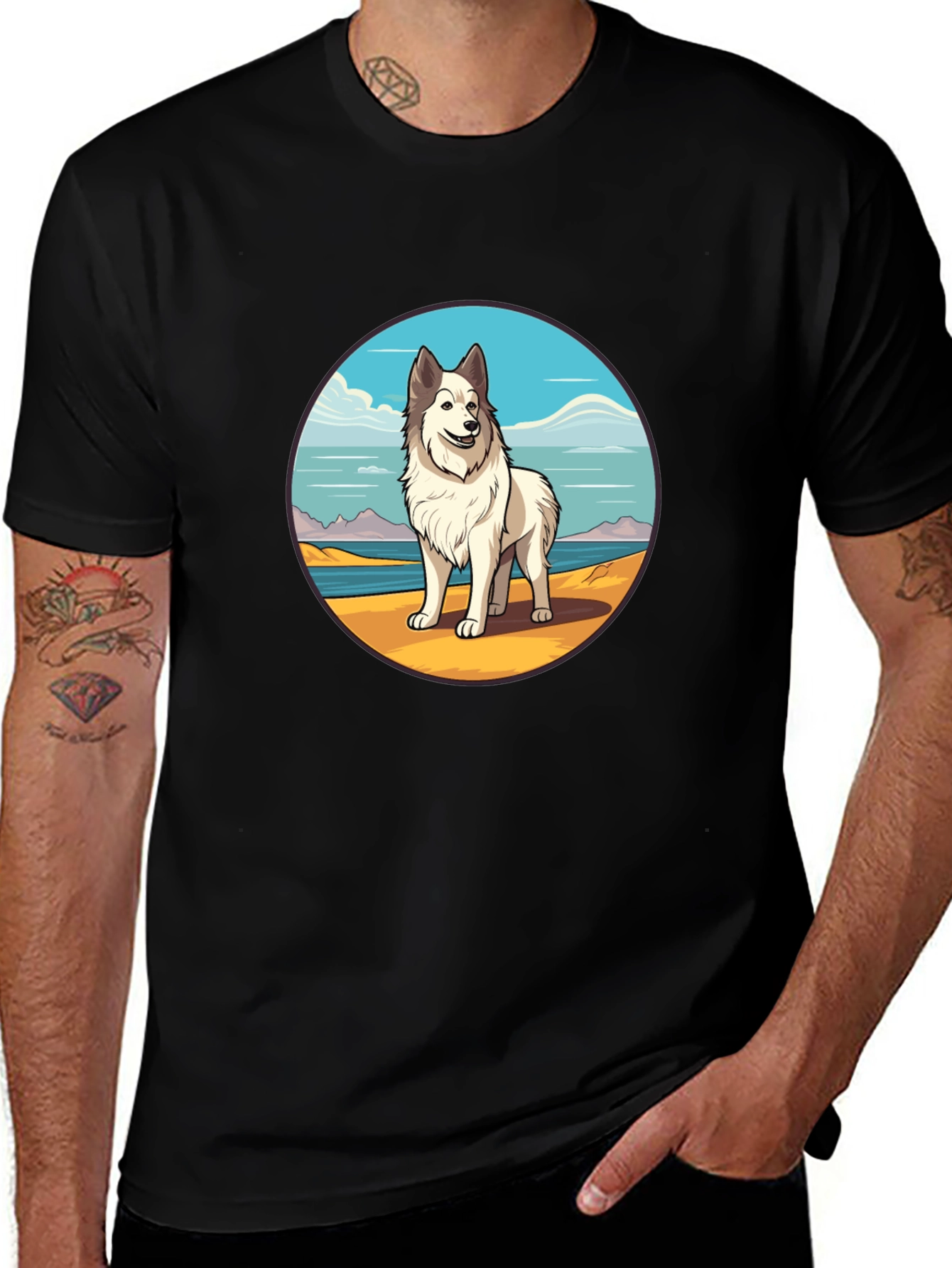 Dog Breed T-Shirt - Beach Scene Graphic Tee