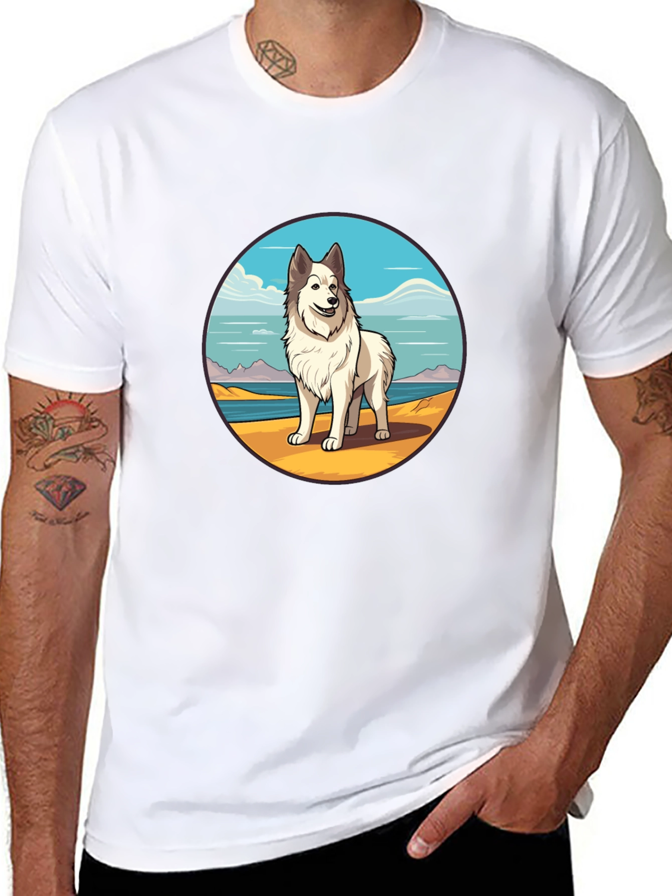 Dog Breed T-Shirt - Beach Scene Graphic Tee