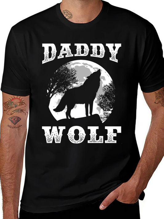 Daddy Wolf T-Shirt - Howling Wolf Design