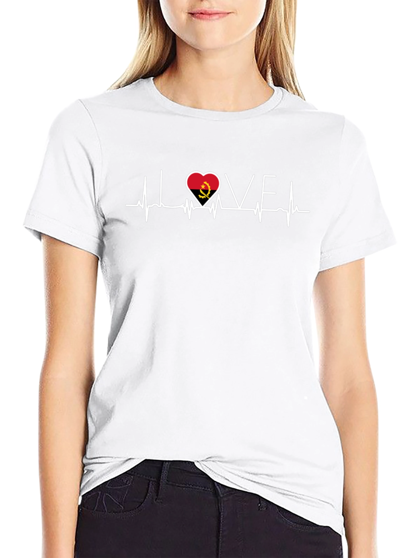 Angola Love Heartbeat Black T-Shirt