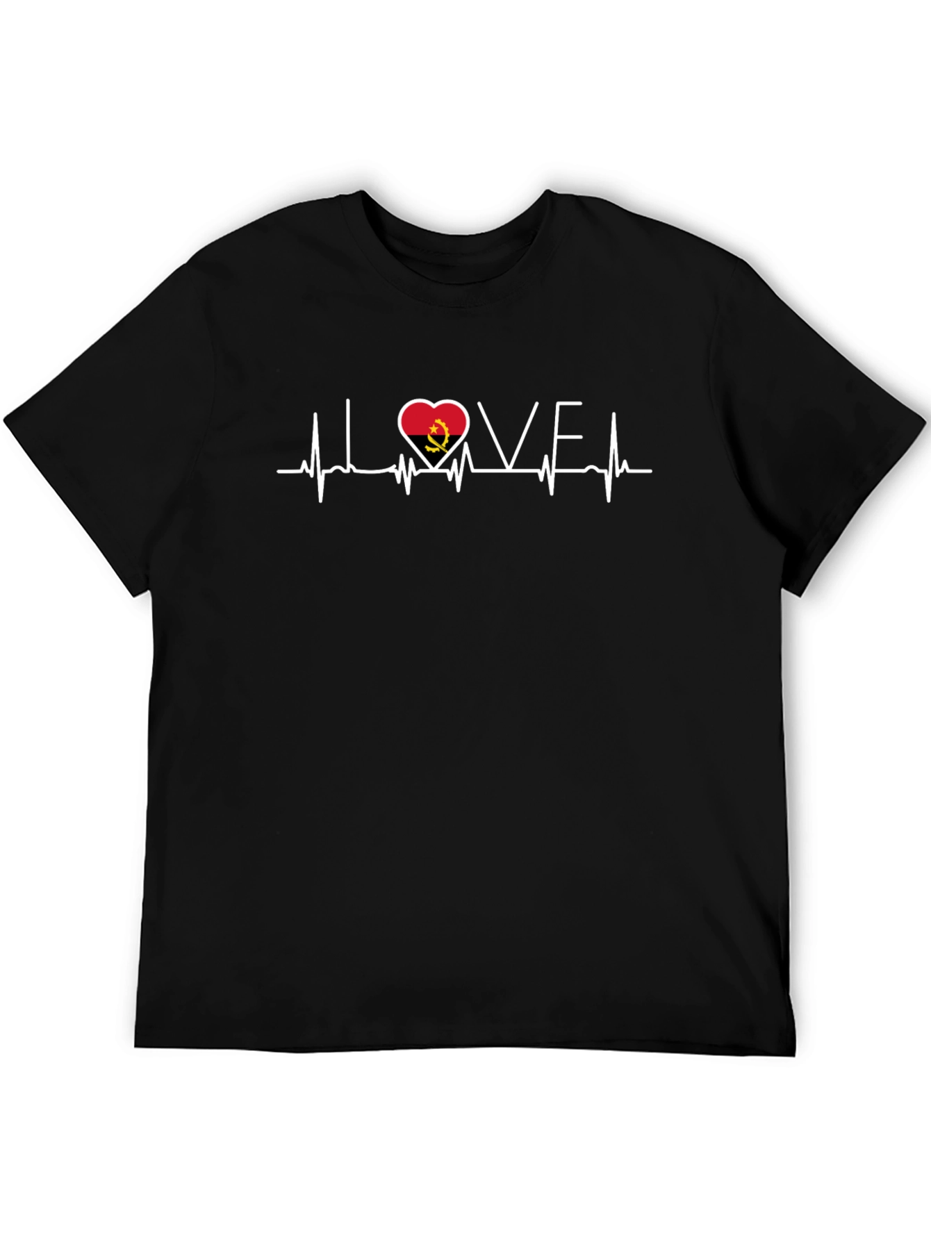 Angola Love Heartbeat Black T-Shirt