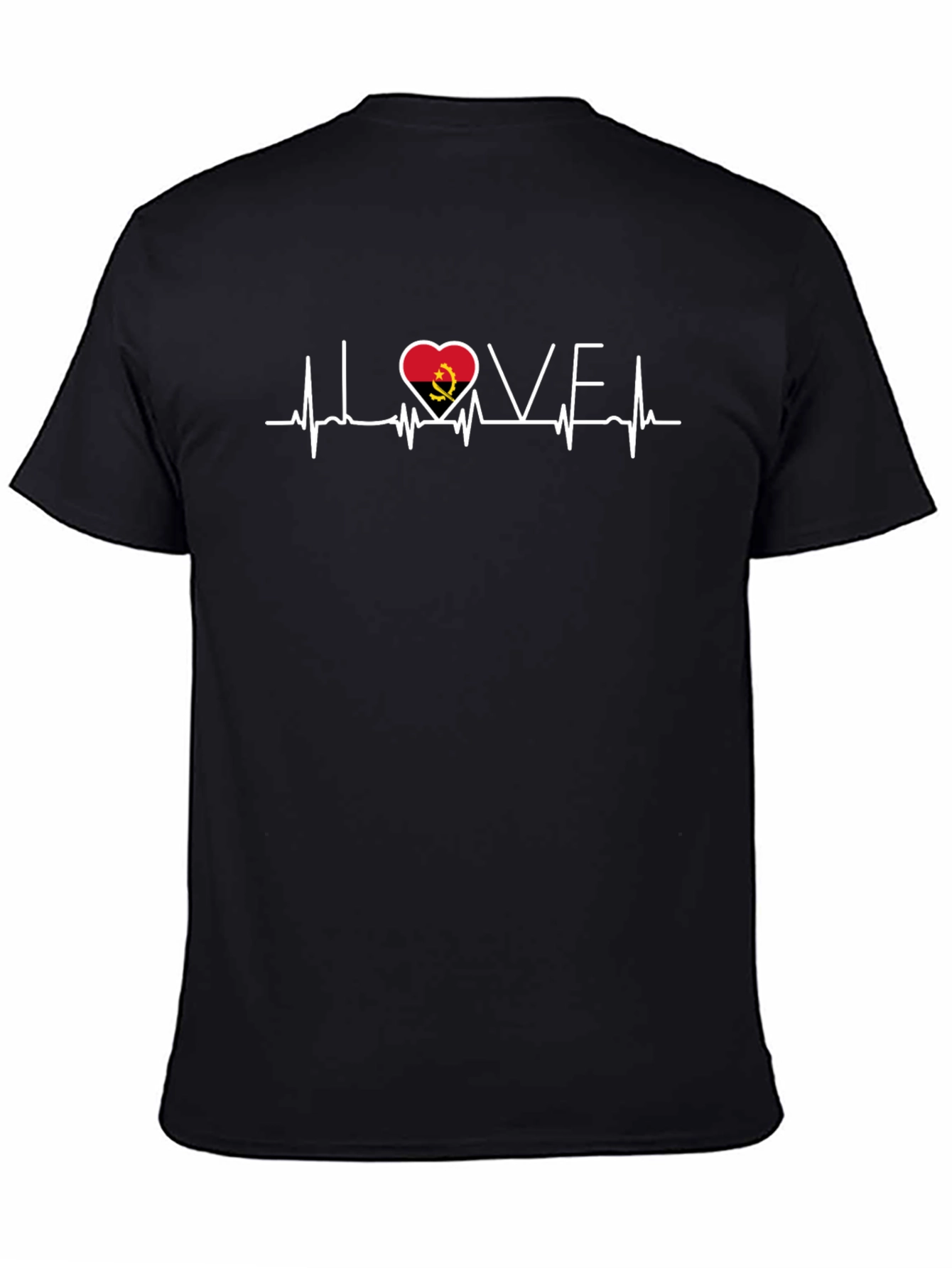 Angola Love Heartbeat Black T-Shirt