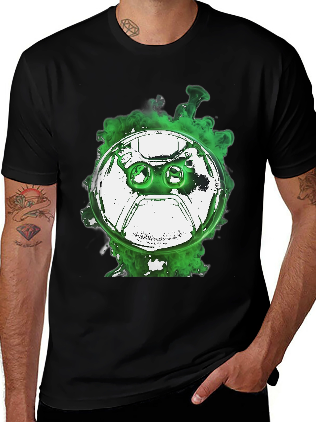 Gaming Controller T-Shirt - Green Smoke Design