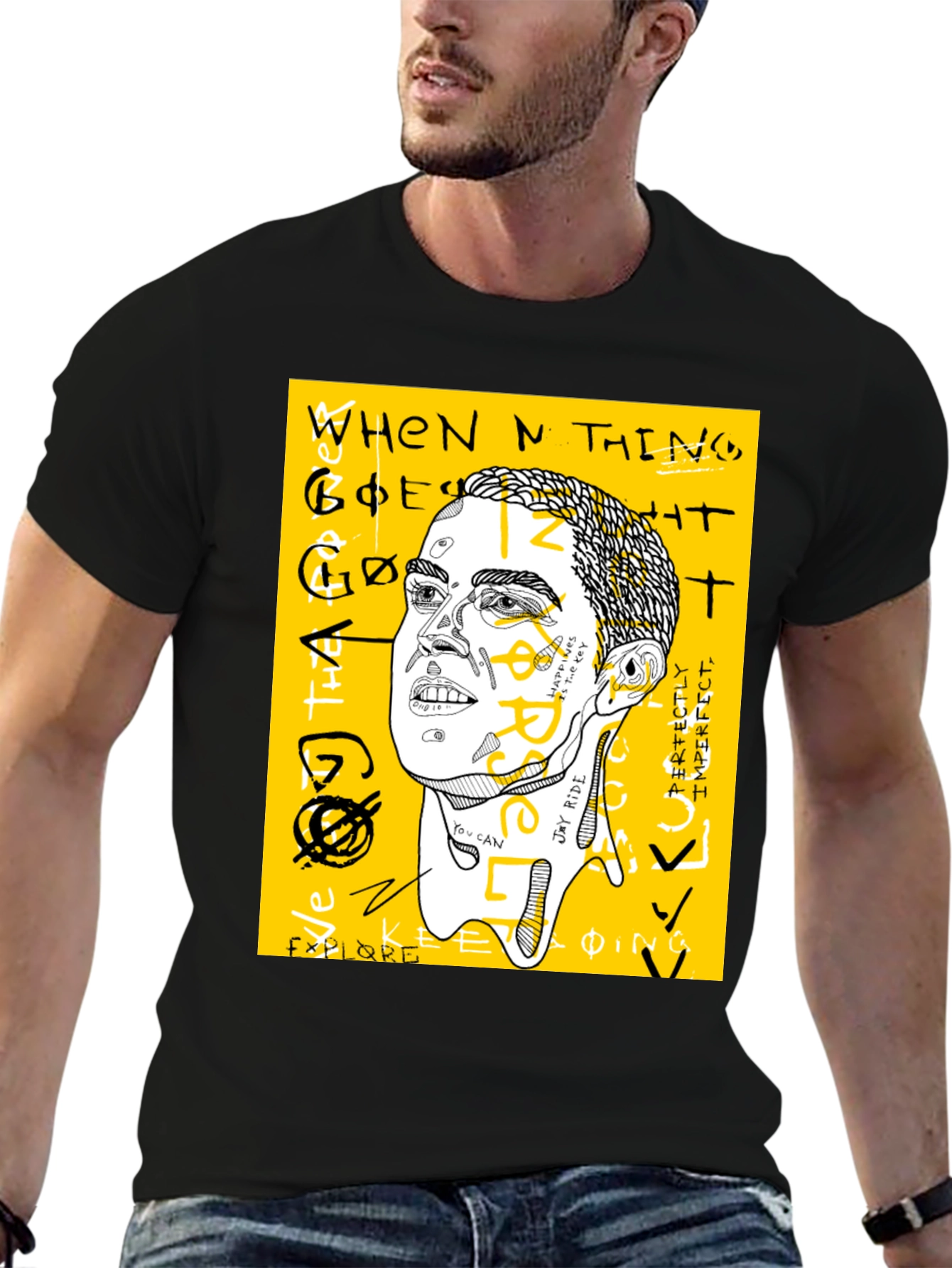 Graphic Print Crew Neck Tee - Jay Rider Art