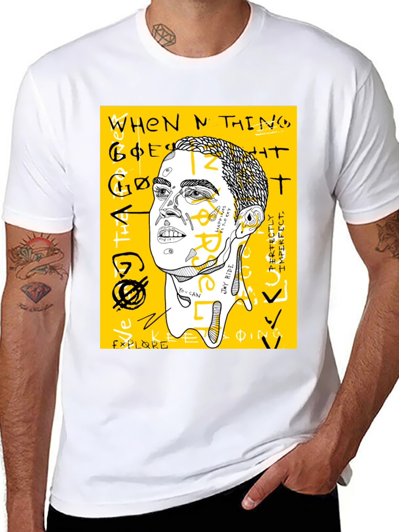 Graphic Print Crew Neck Tee - Jay Rider Art