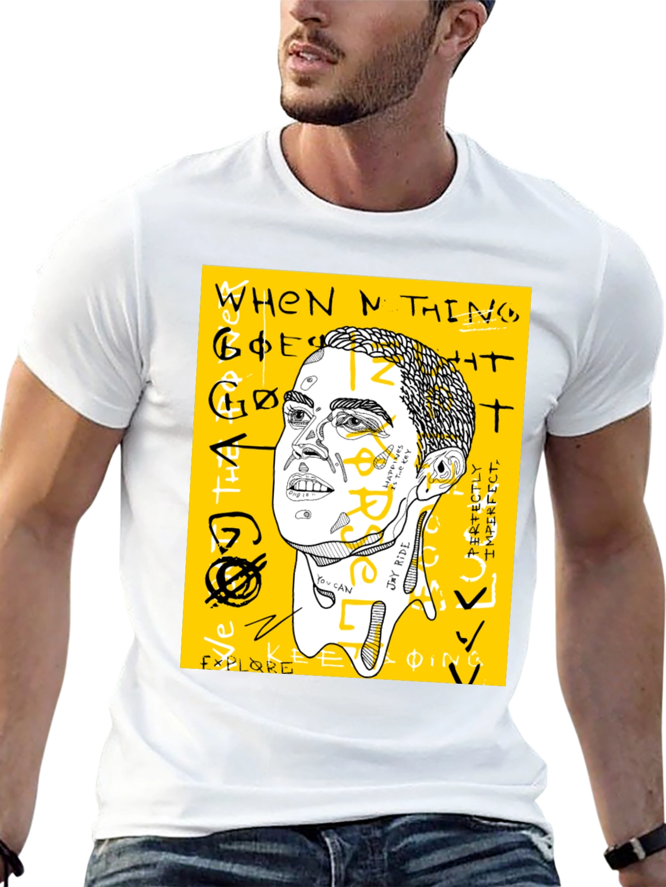 Graphic Print Crew Neck Tee - Jay Rider Art