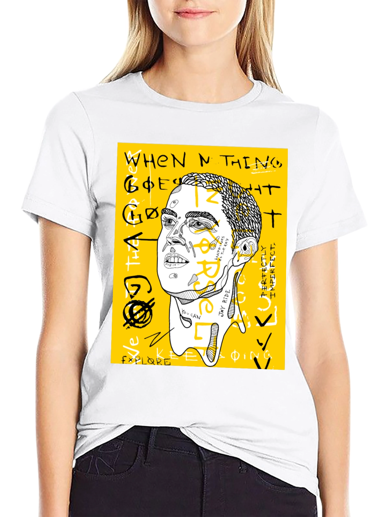 Graphic Print Crew Neck Tee - Jay Rider Art