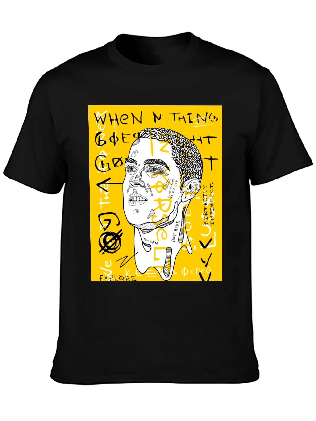 Graphic Print Crew Neck Tee - Jay Rider Art