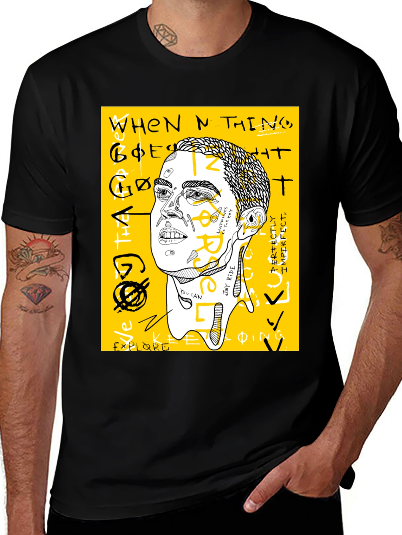 Graphic Print Crew Neck Tee - Jay Rider Art