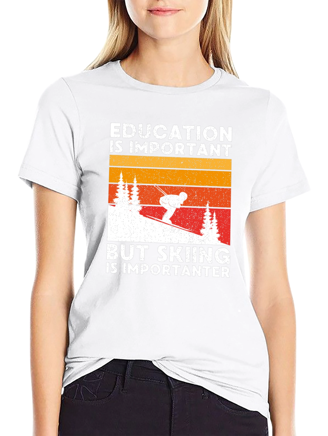 Education is Important But Skiing Tee