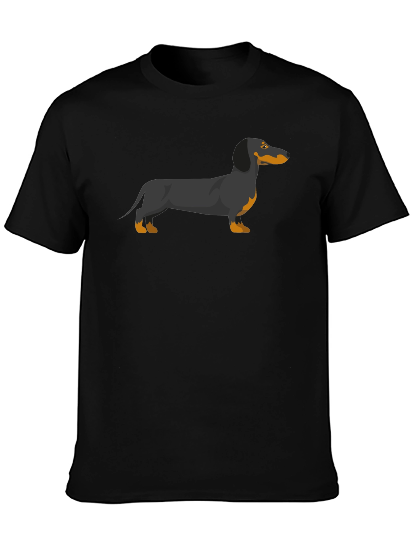Dachshund Graphic Tee - Black Cotton T-Shirt