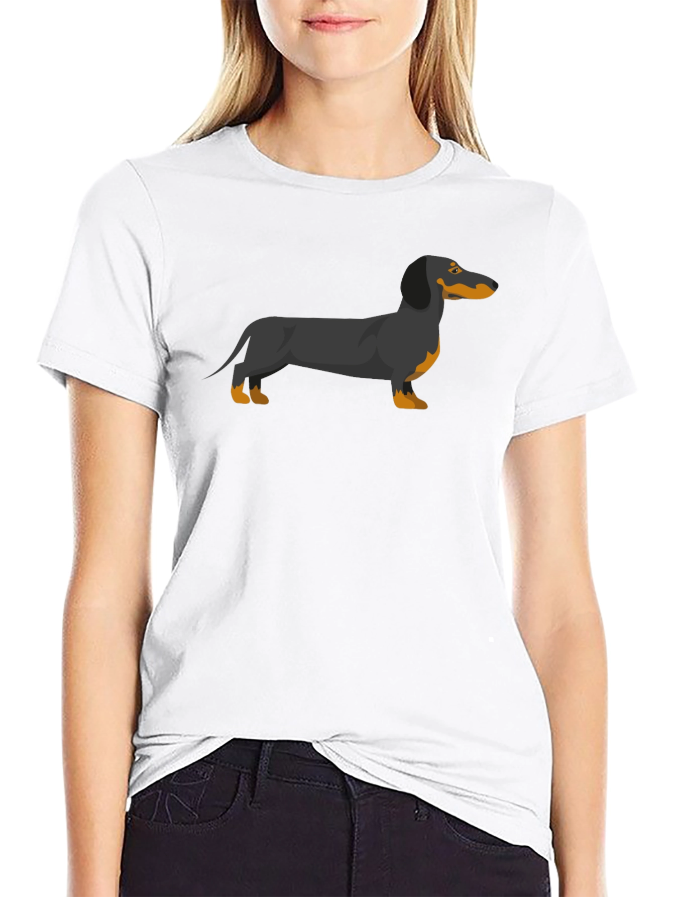 Dachshund Graphic Tee - Black Cotton T-Shirt