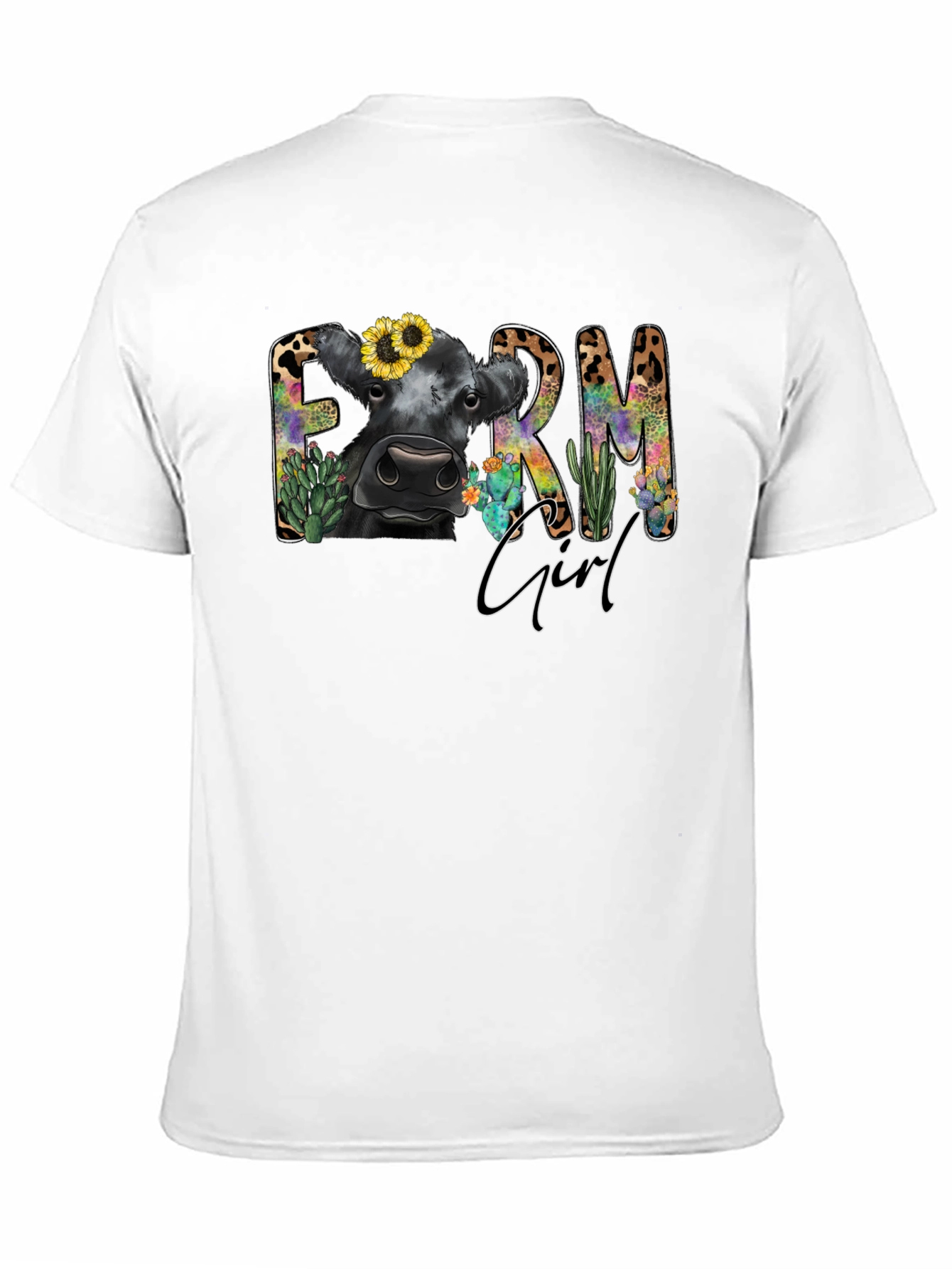Farm Girl Graphic Tee - Cute Cow Design