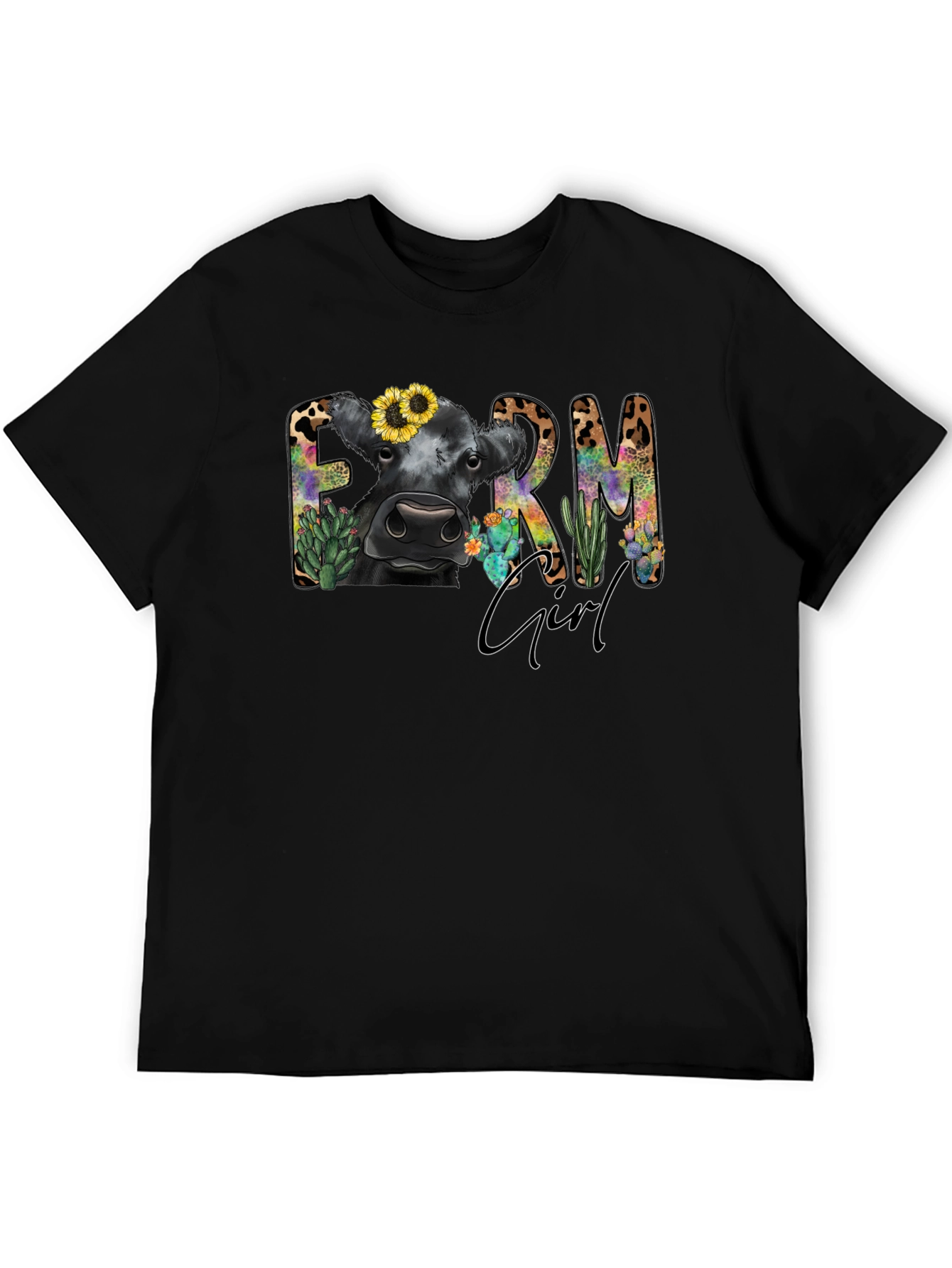 Farm Girl Graphic Tee - Cute Cow Design