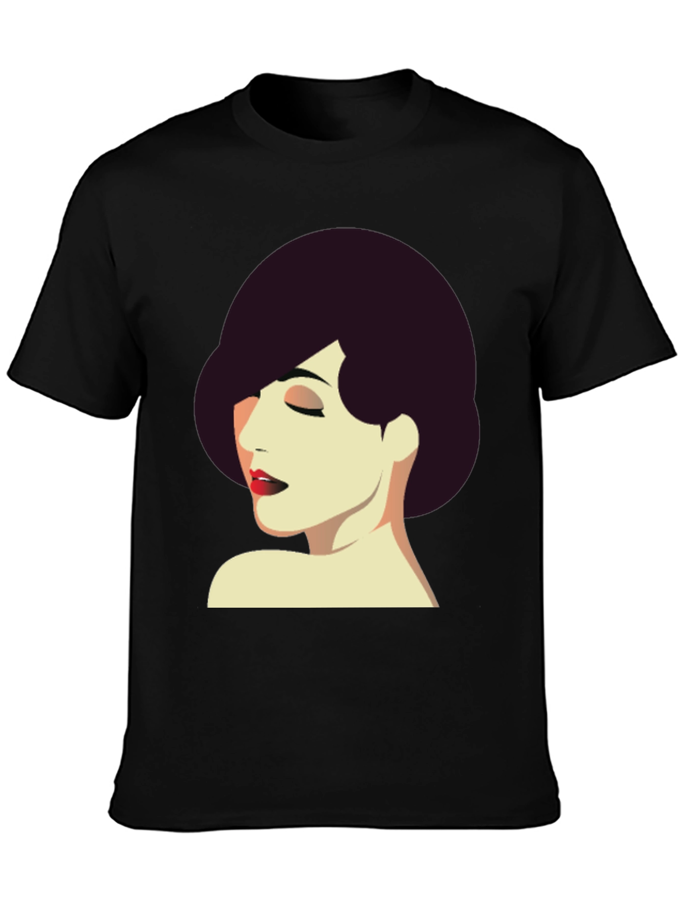 Retro Style Woman Graphic Tee - Black T-Shirt