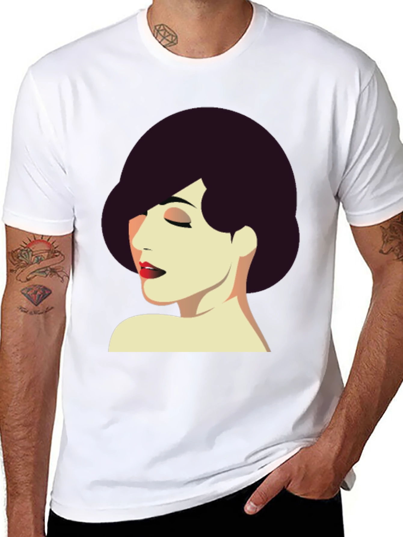Retro Style Woman Graphic Tee - Black T-Shirt