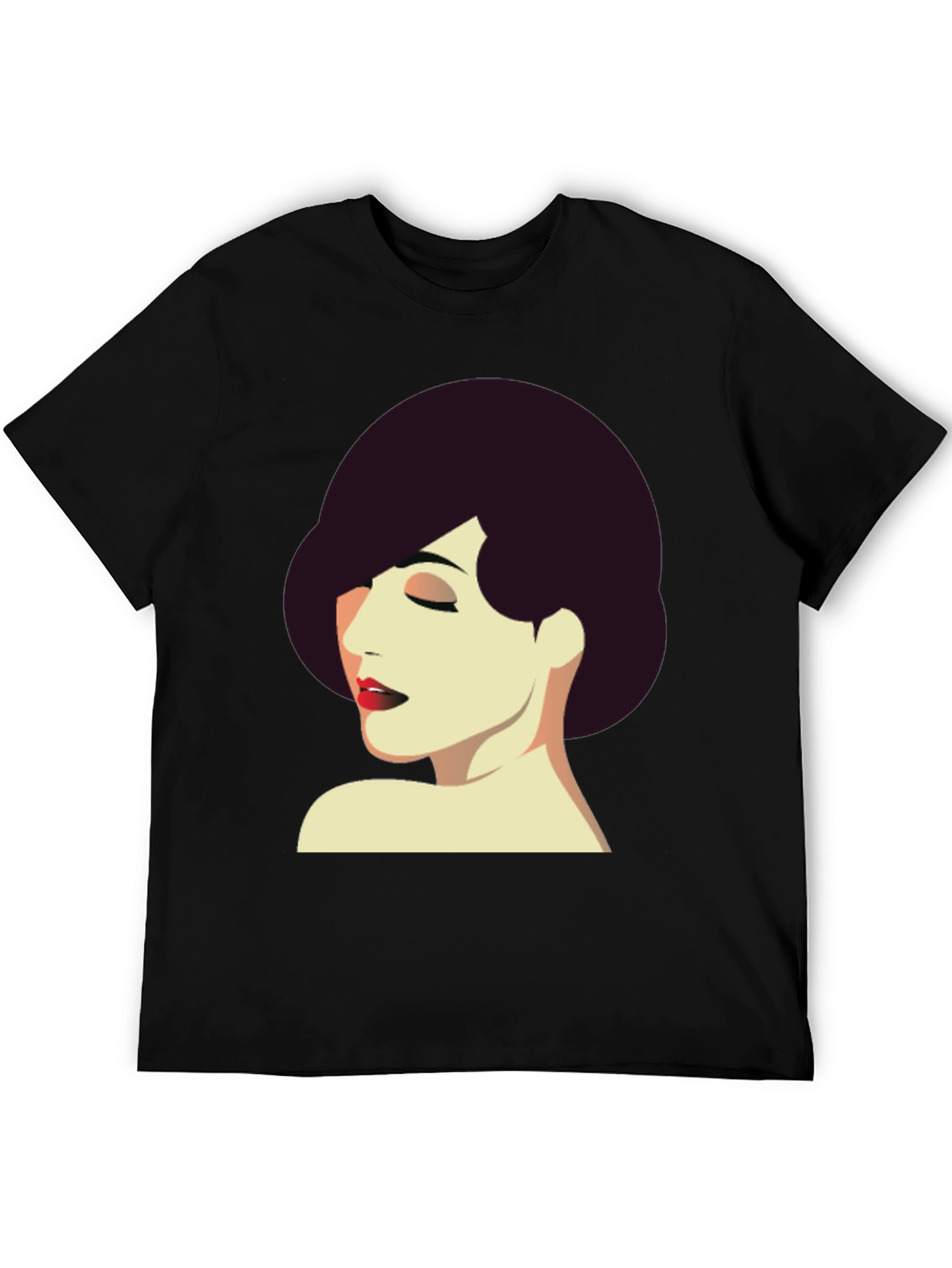 Retro Style Woman Graphic Tee - Black T-Shirt