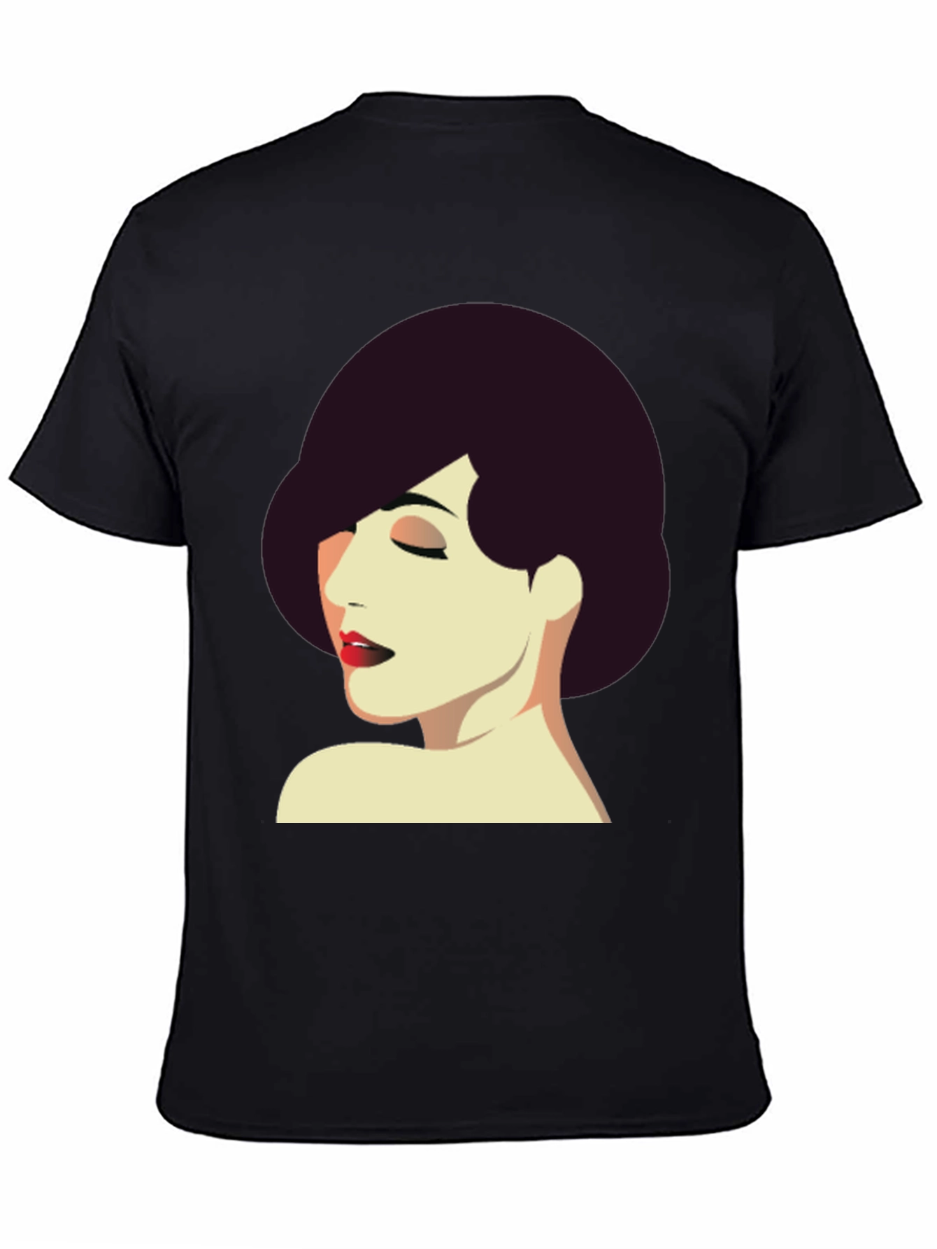Retro Style Woman Graphic Tee - Black T-Shirt