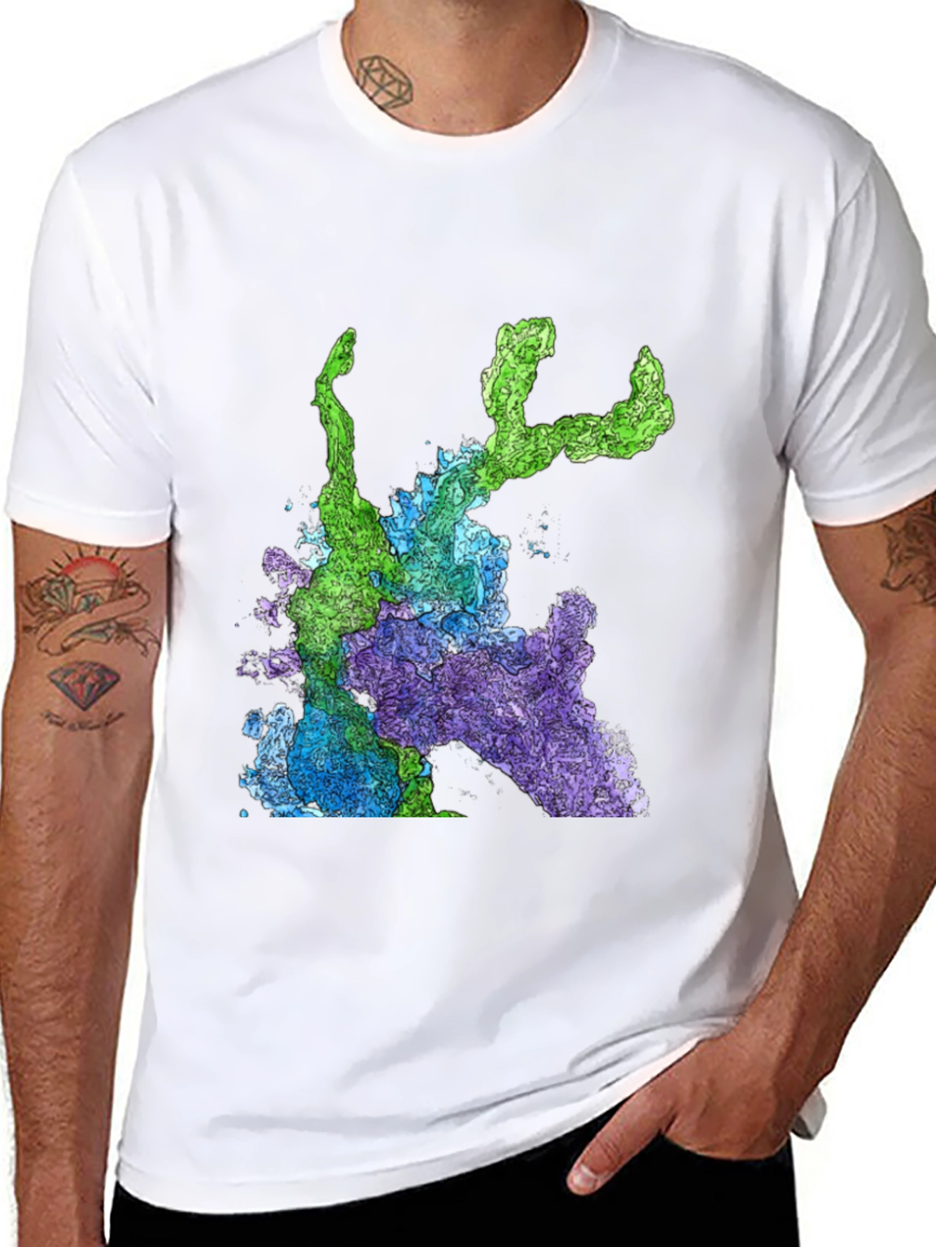 Abstract Art Graphic Print T-Shirt - Mens Black Tee