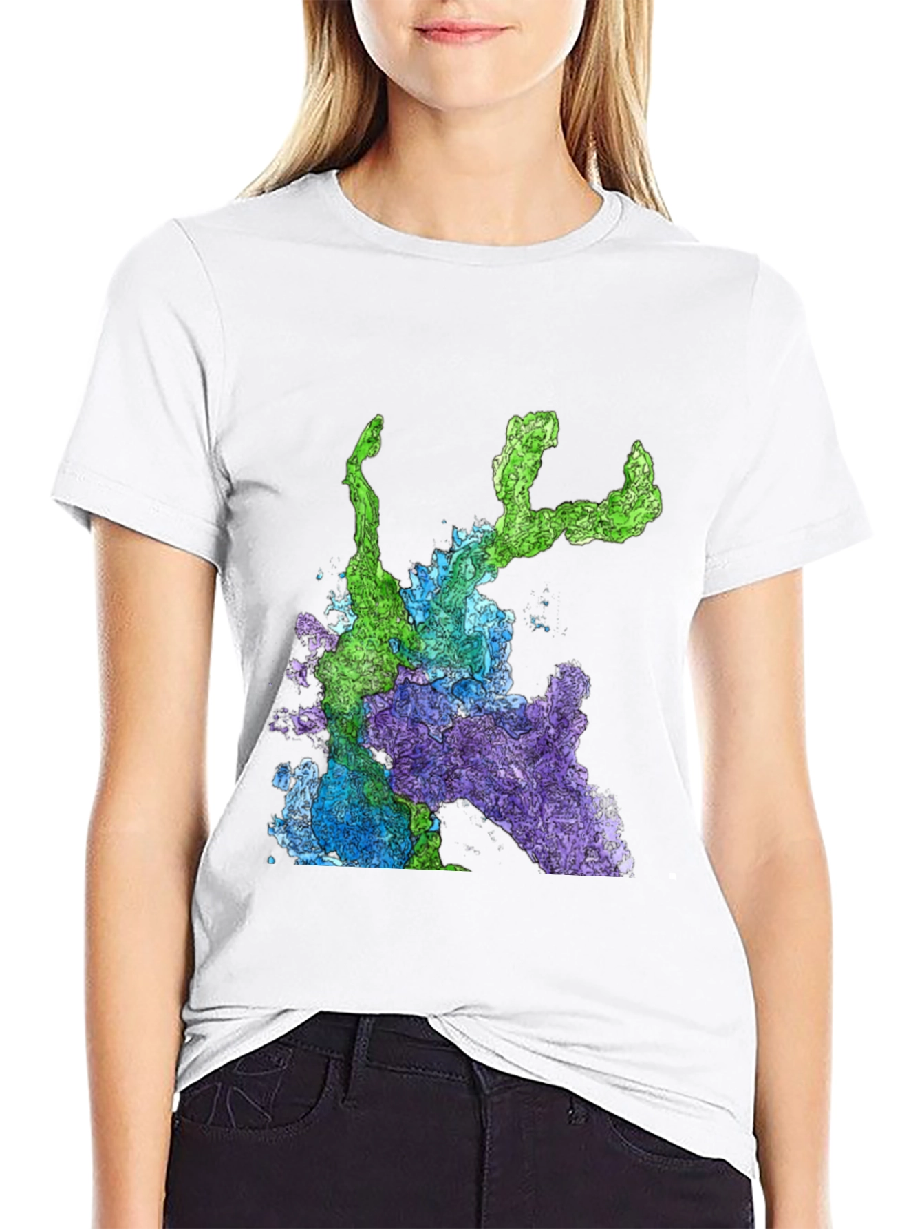 Abstract Art Graphic Print T-Shirt - Mens Black Tee
