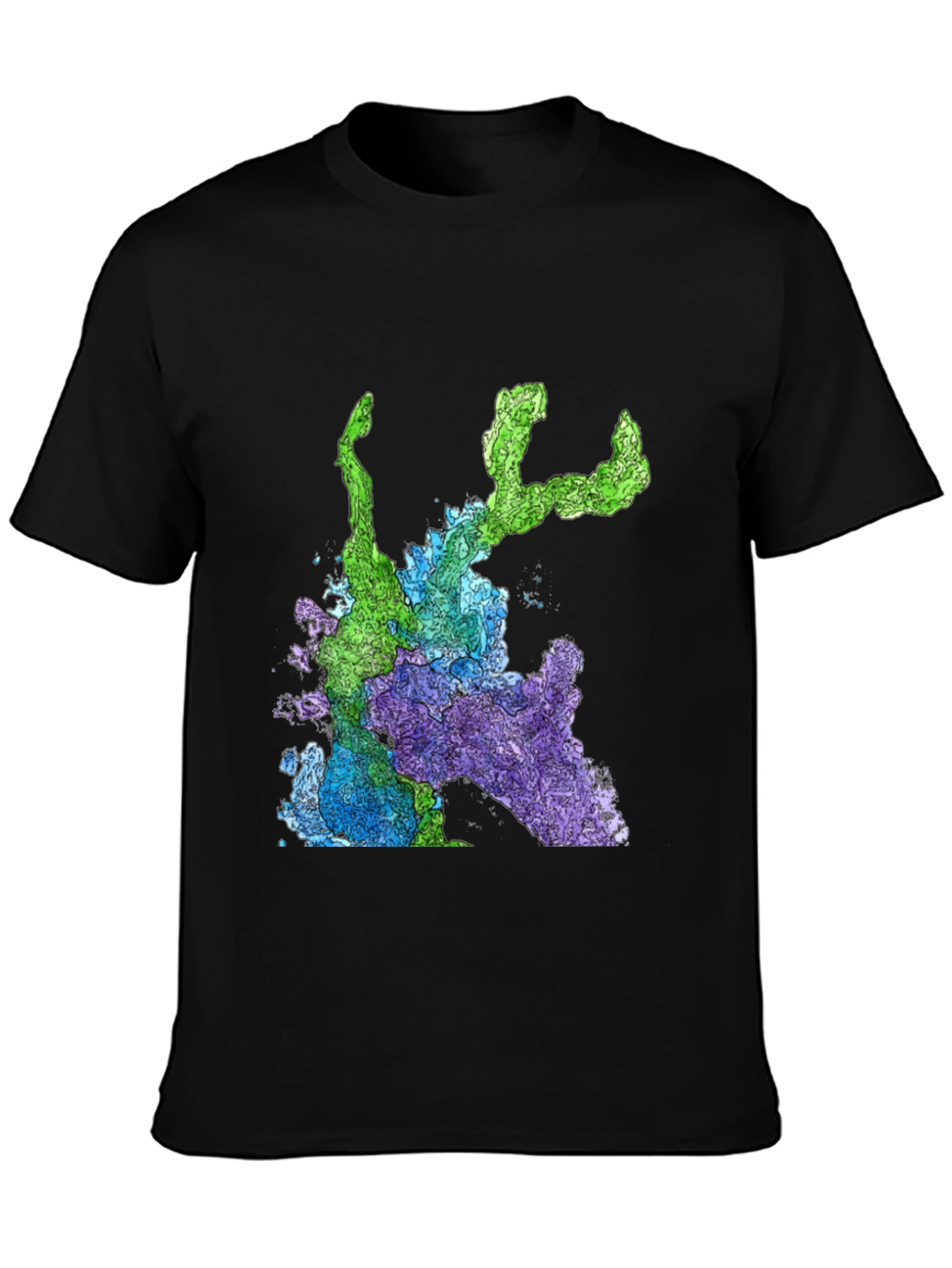 Abstract Art Graphic Print T-Shirt - Mens Black Tee