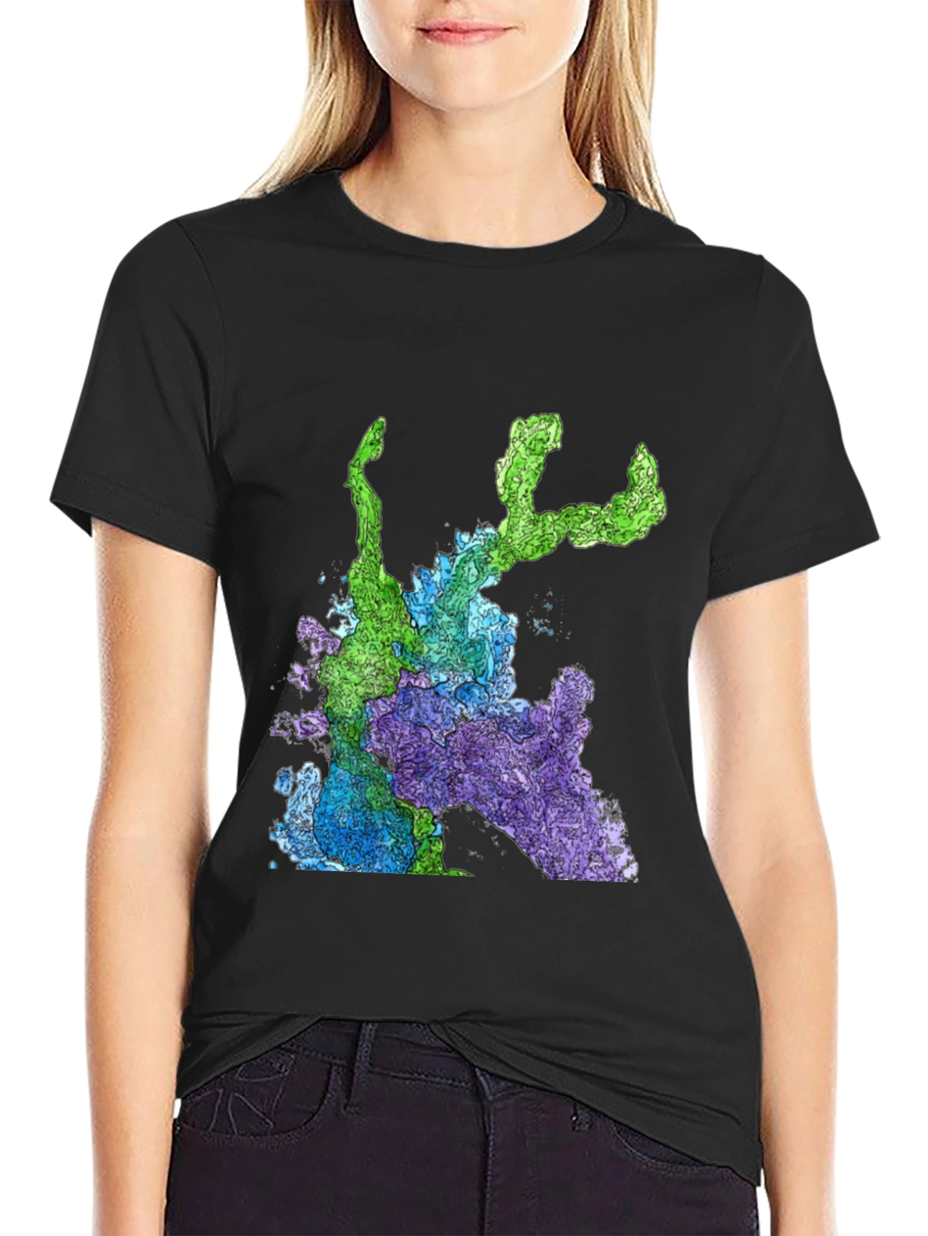 Abstract Art Graphic Print T-Shirt - Mens Black Tee