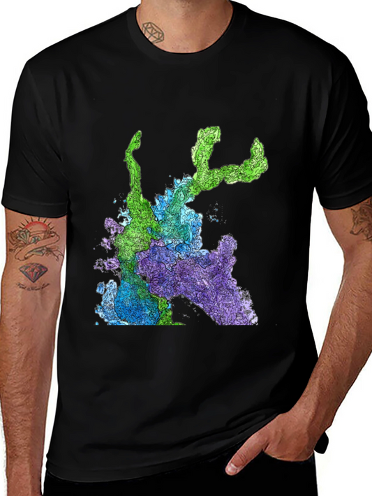 Abstract Art Graphic Print T-Shirt - Mens Black Tee