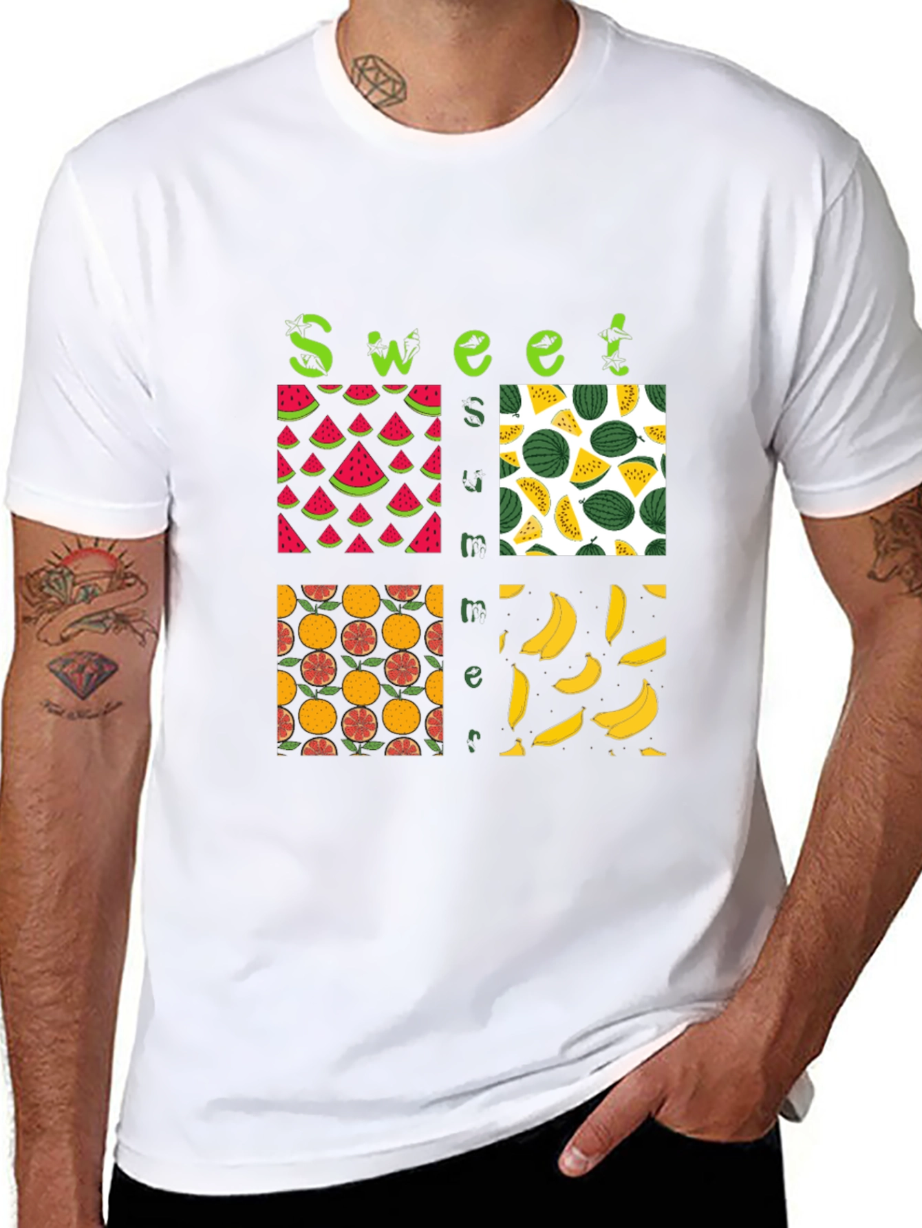 Sweet Summer Fruits Graphic Black T-Shirt
