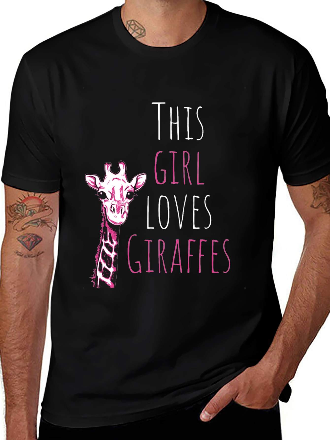 Giraffe Lover Black T-Shirt for Women