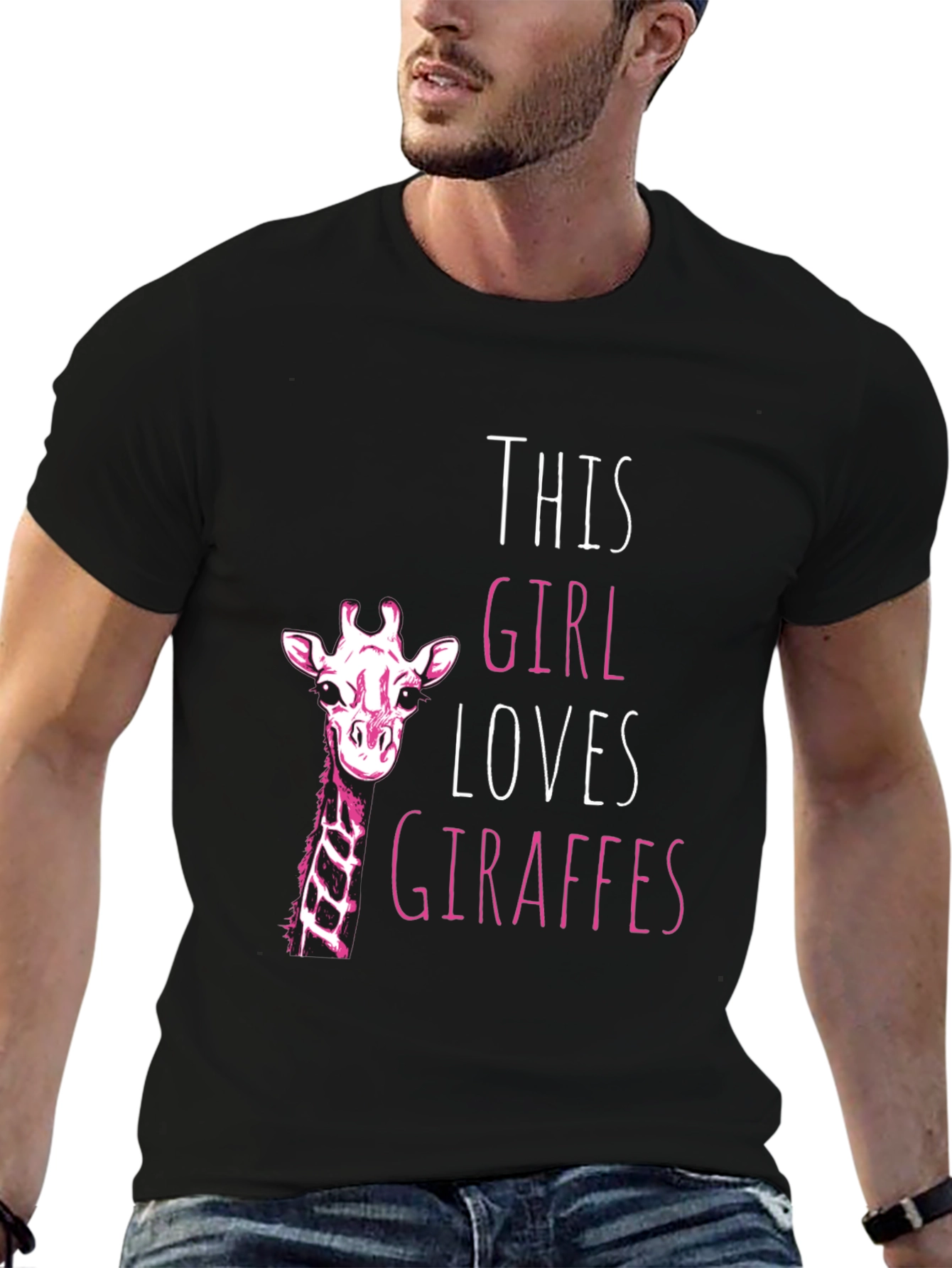 Giraffe Lover Black T-Shirt for Women