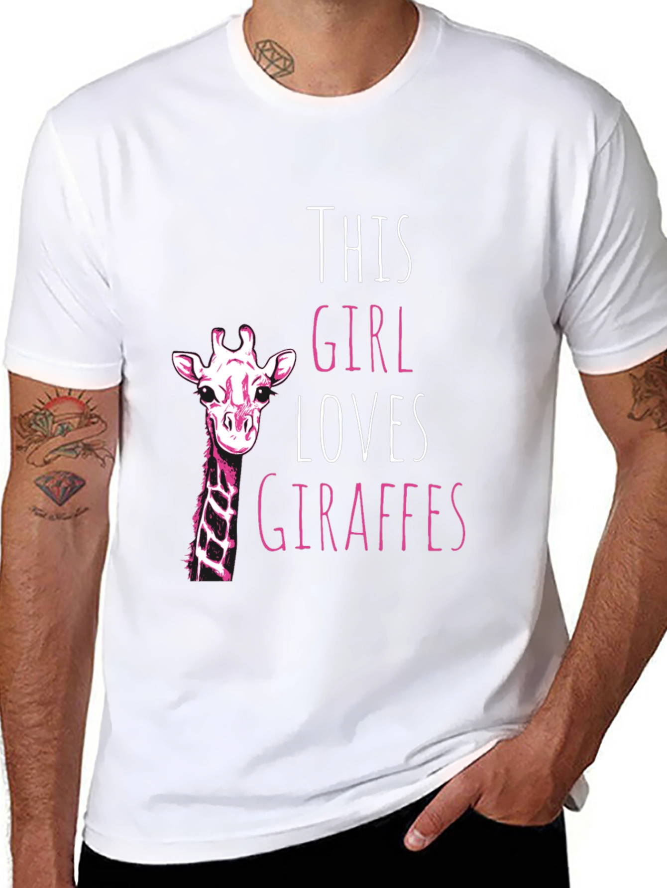 Giraffe Lover Black T-Shirt for Women