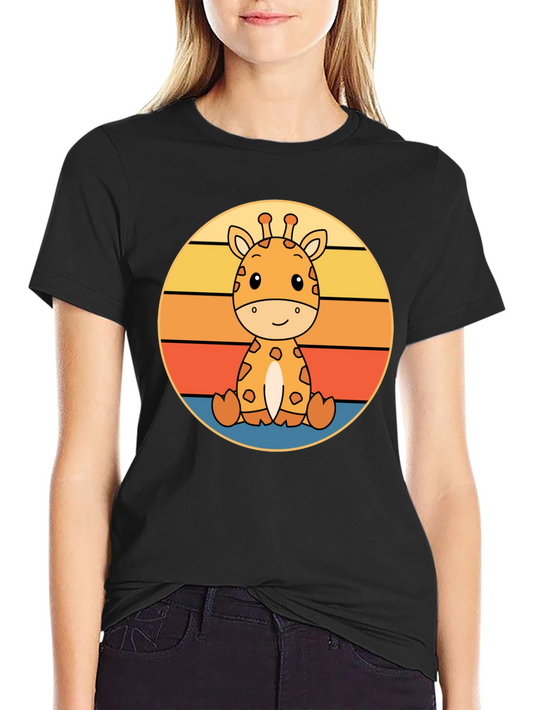 Cute Giraffe Sunset Graphic T-Shirt