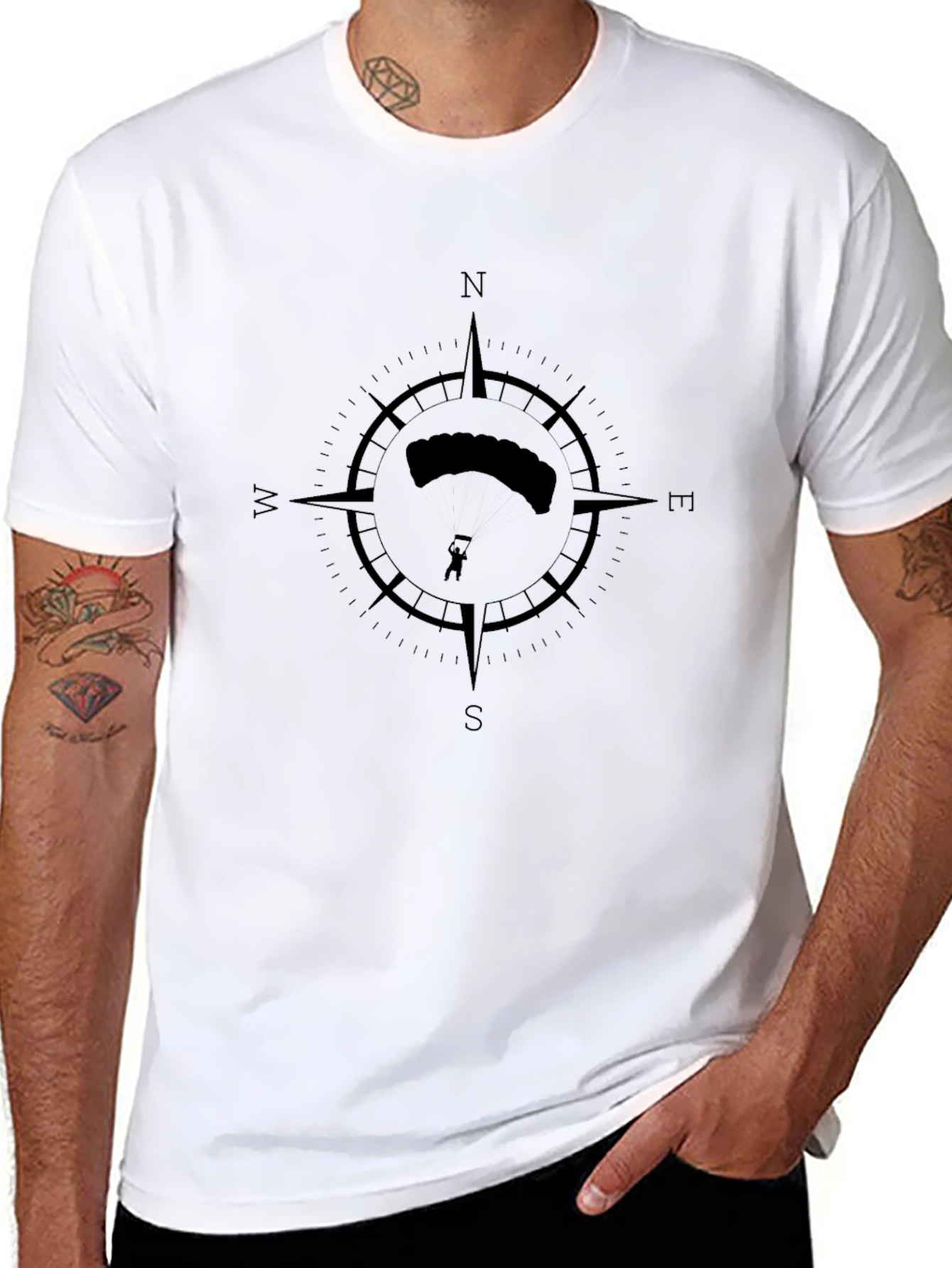 Skydiving Compass Black T-Shirt