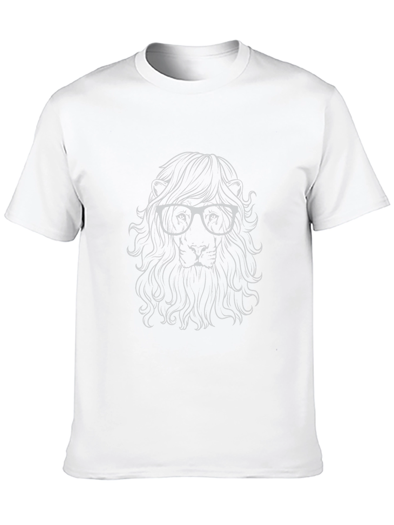Lion with Glasses Graphic Tee - Stylish Black T-Shirt