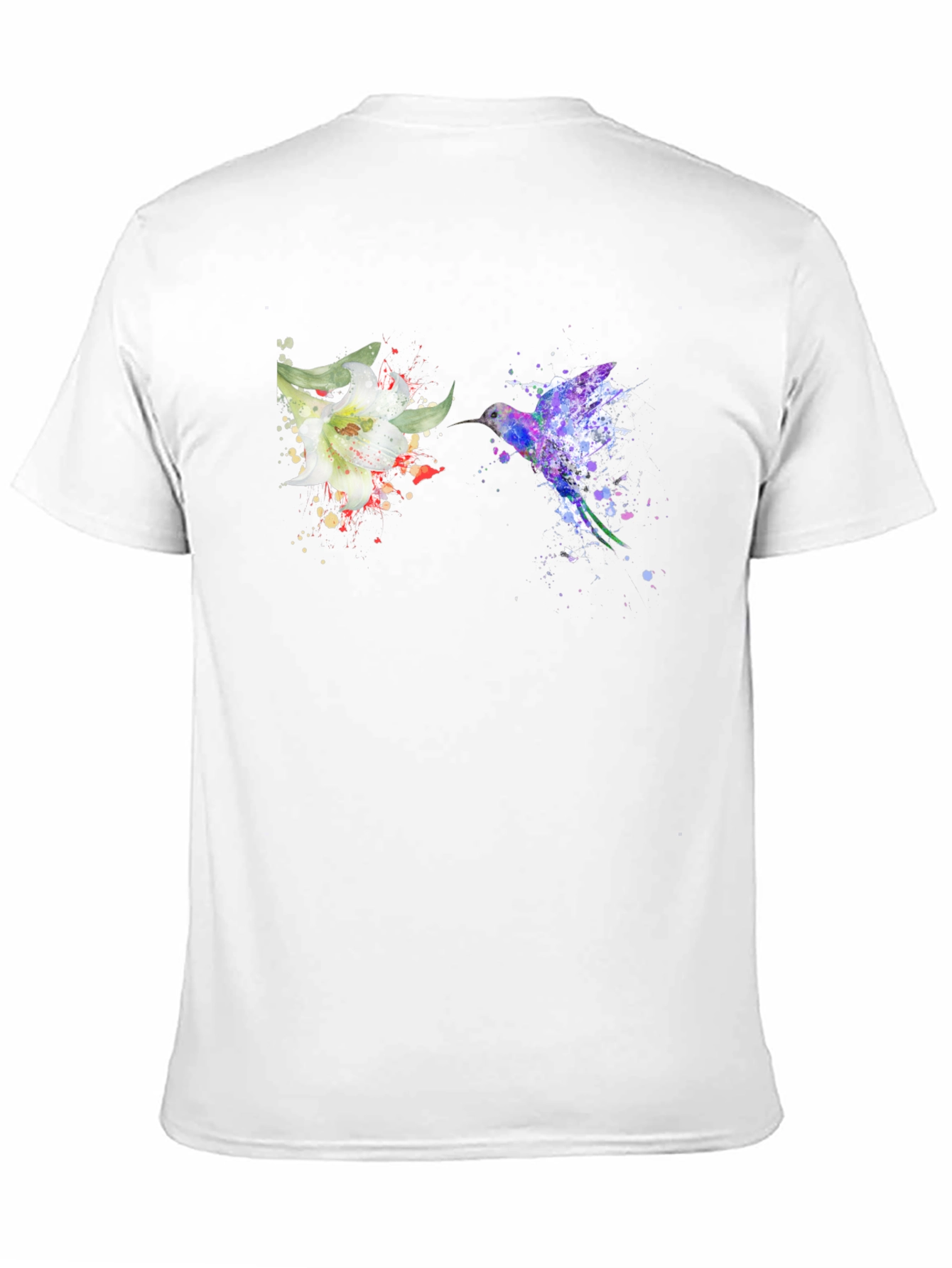 Hummingbird Flower Graphic Tee - Artsy Design