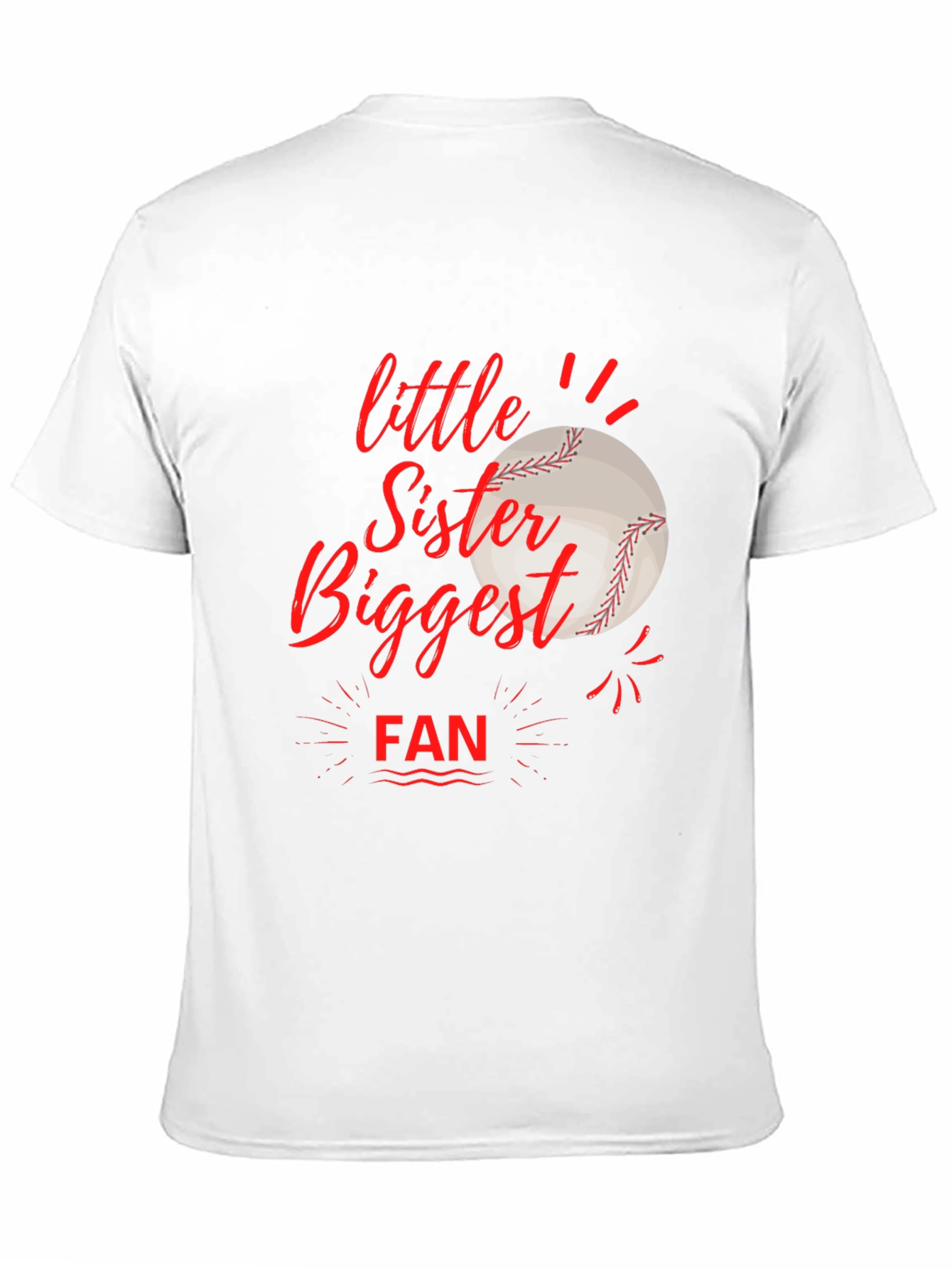 Little Sister Biggest Fan Baseball T-Shirt