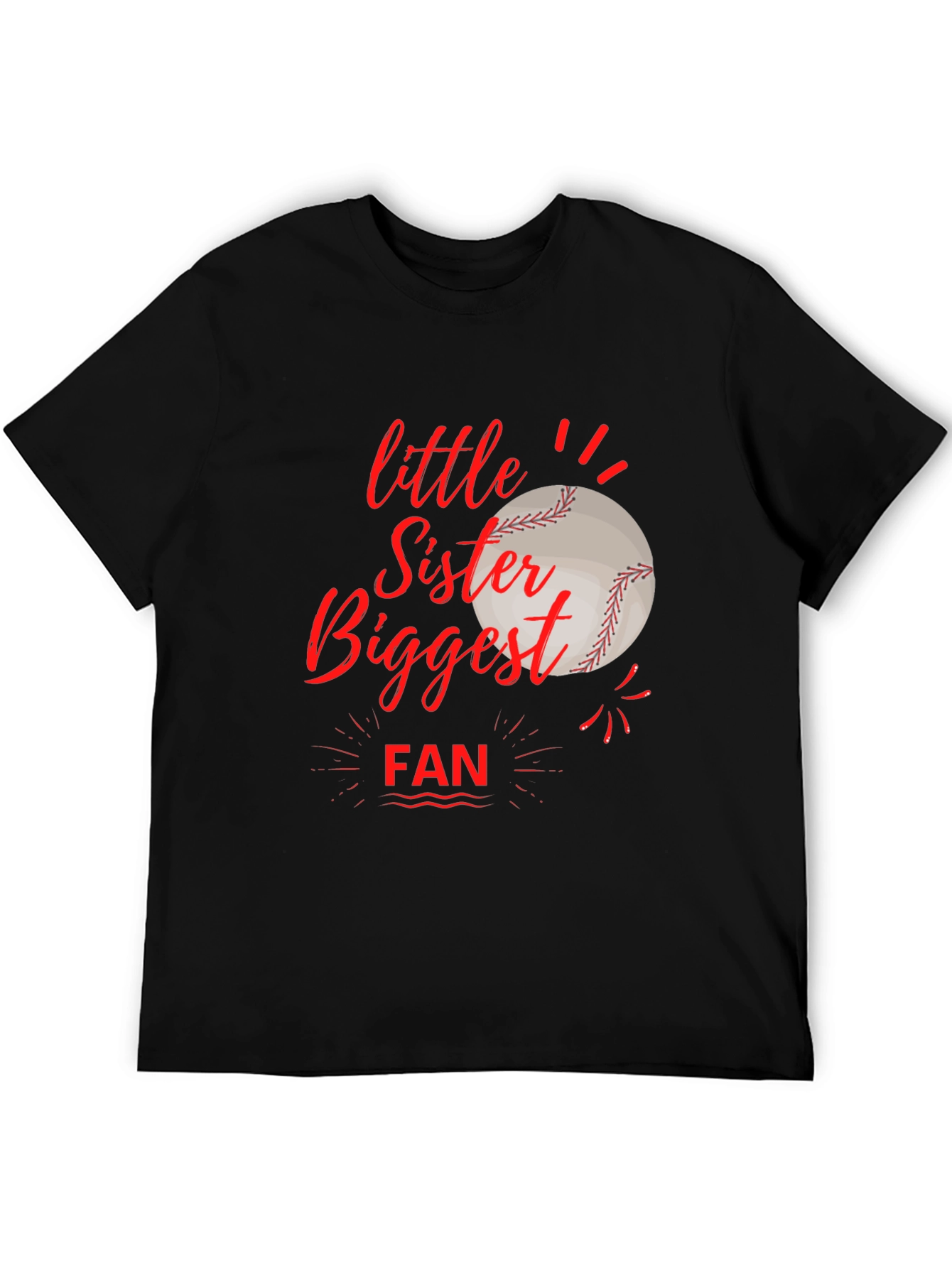 Little Sister Biggest Fan Baseball T-Shirt