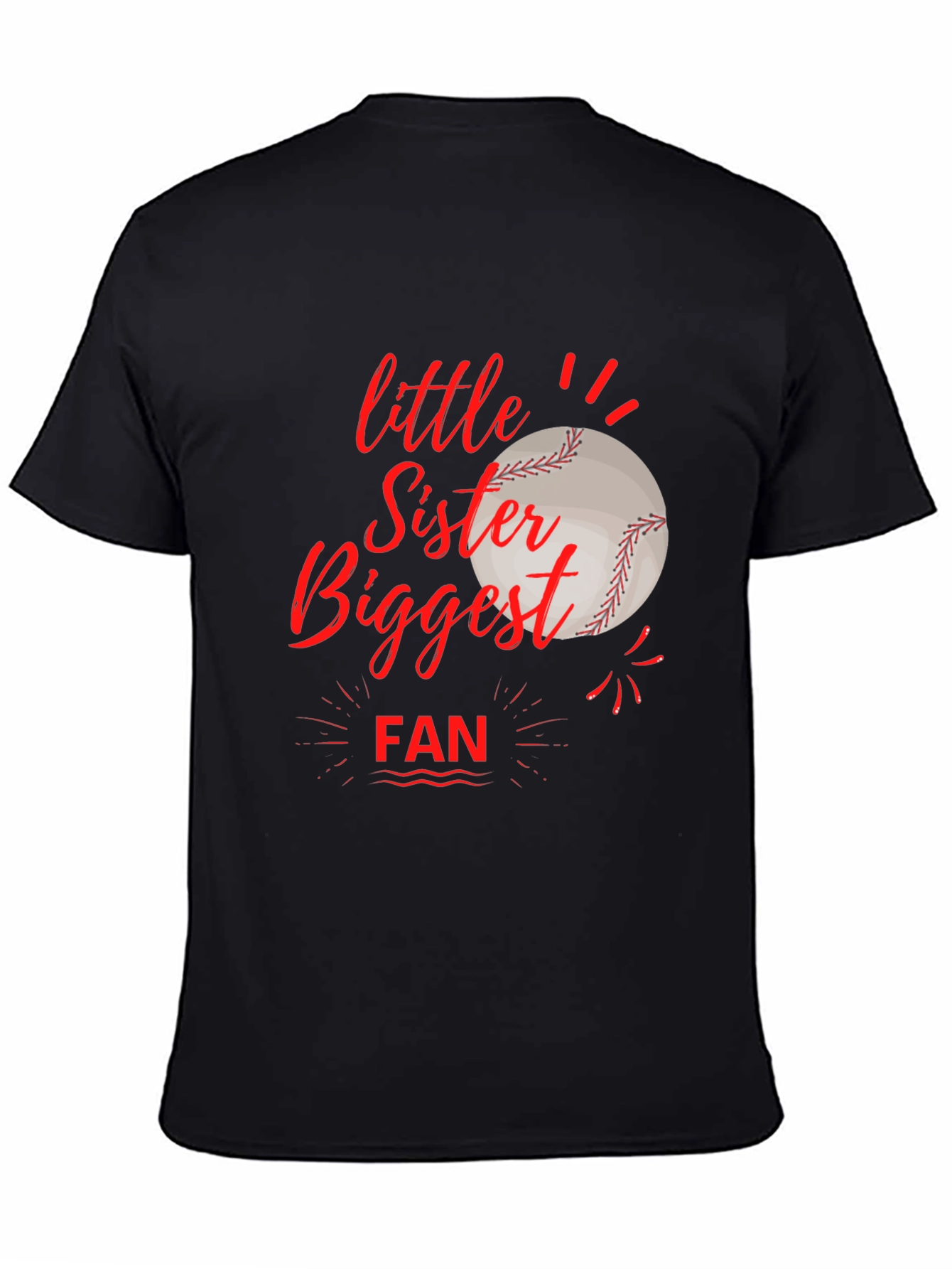 Little Sister Biggest Fan Baseball T-Shirt